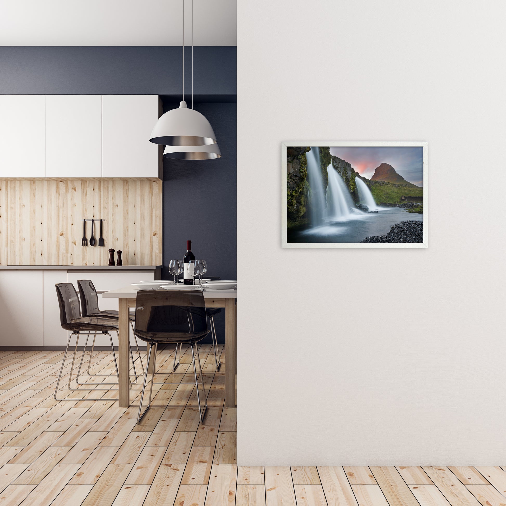 Triple Falls Art Print by Karsten Wrobel A2 Oak Frame