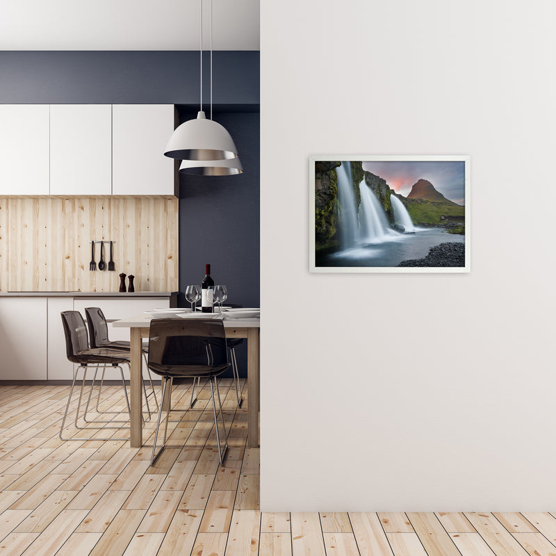 Triple Falls Art Print by Karsten Wrobel A2 Oak Frame