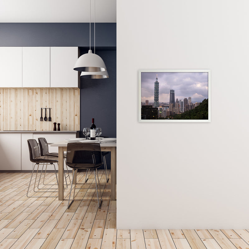 Goodnight Taipei Art Print by Karsten Wrobel A2 Oak Frame