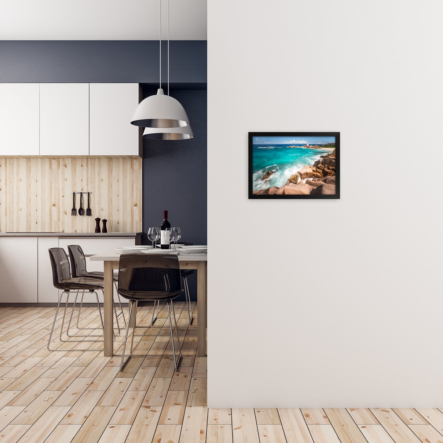 Secret Beach Landscape Art Print by Karsten Wrobel A3 White Frame