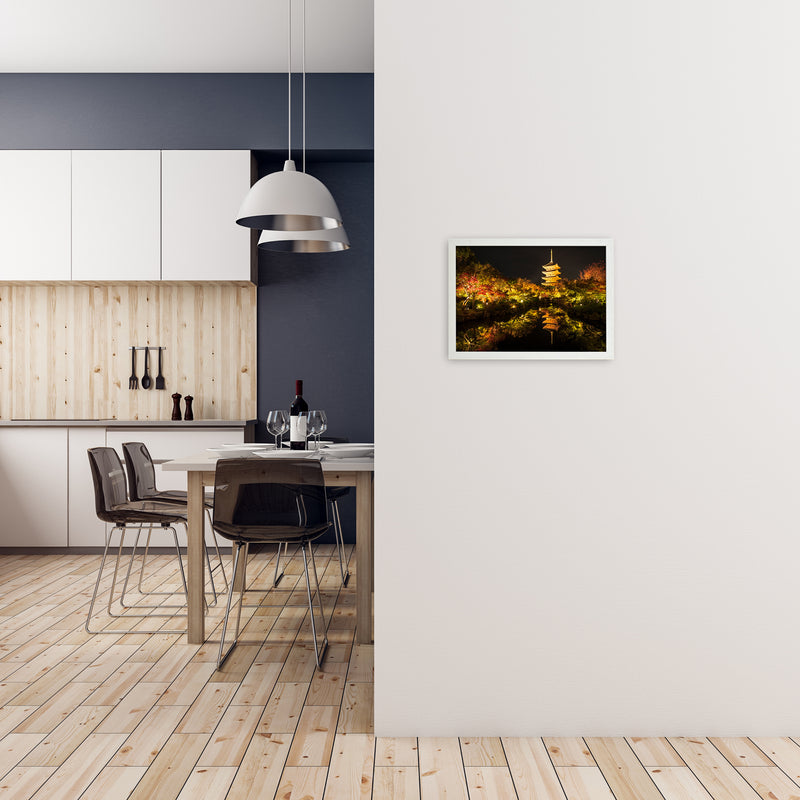 Kyoto Fire Landscape Art Print by Karsten Wrobel A3 Oak Frame