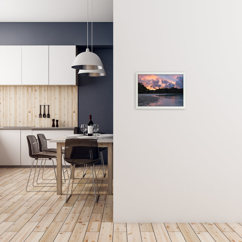 Champagne Sunset Art Print by Karsten Wrobel A3 Oak Frame