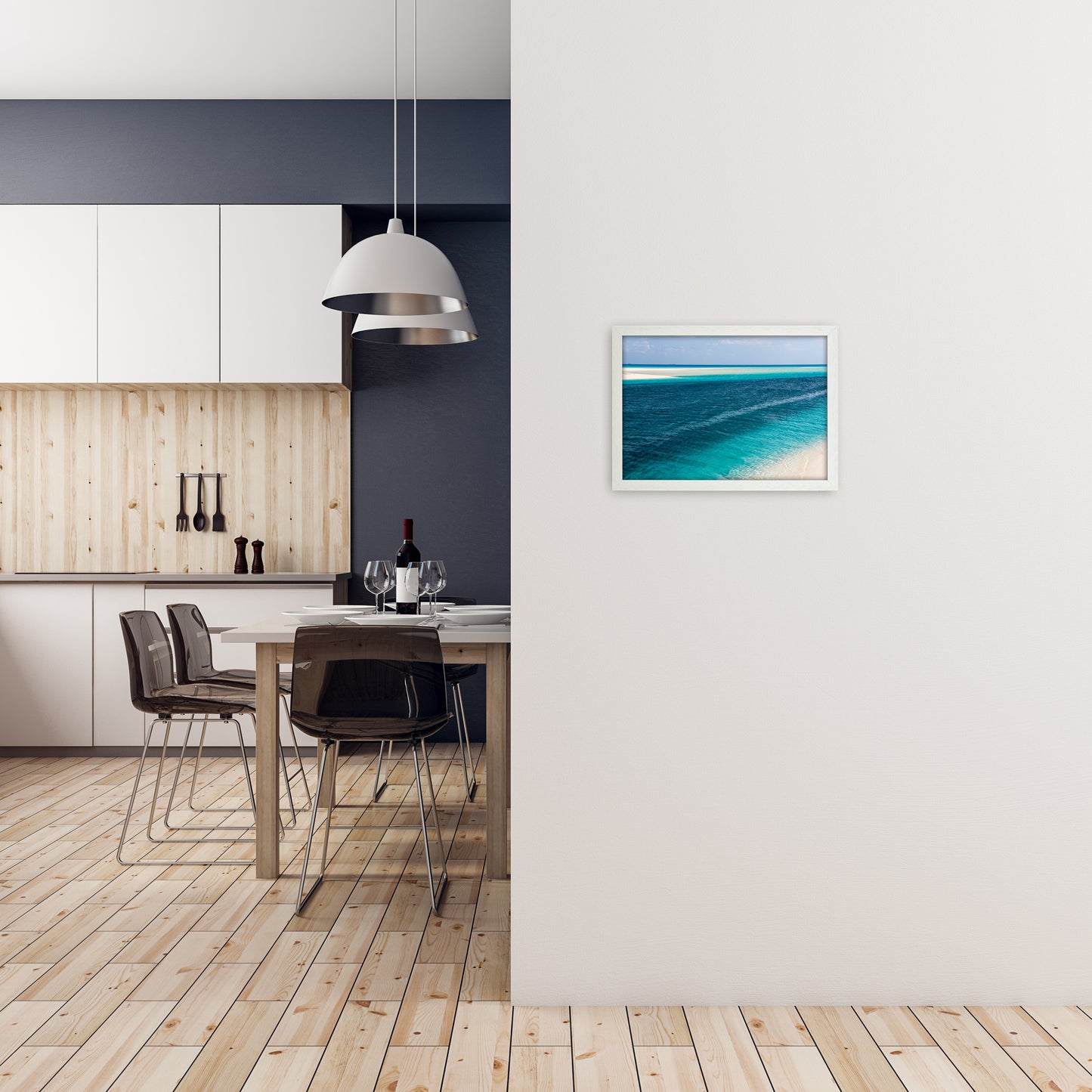 Ouvea Waters Art Print by Karsten Wrobel A3 Oak Frame