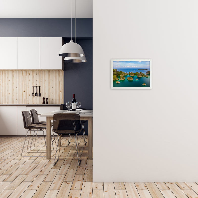Piaynemo Bluegreen Art Print by Karsten Wrobel A3 Oak Frame