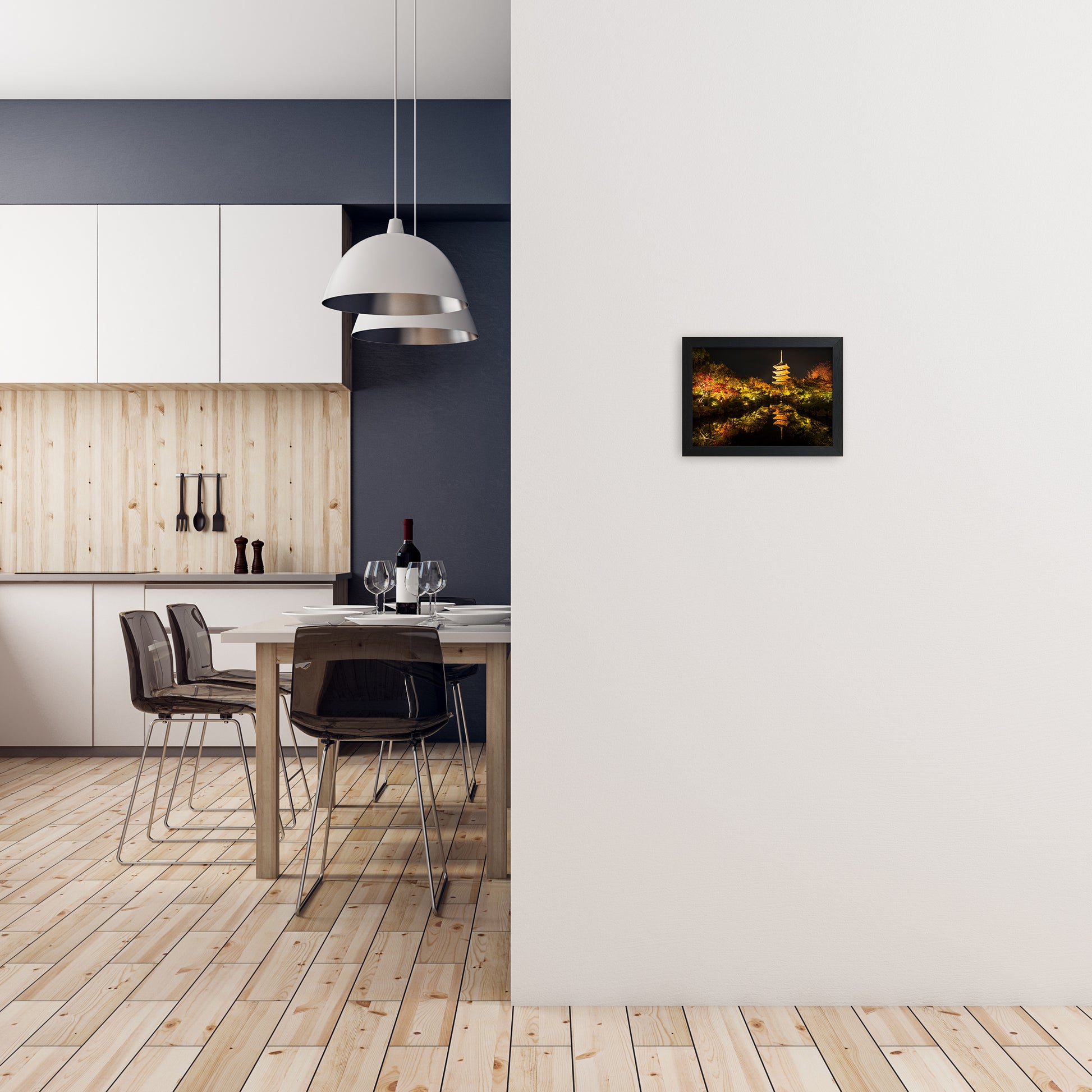 Kyoto Fire Landscape Art Print by Karsten Wrobel A4 White Frame
