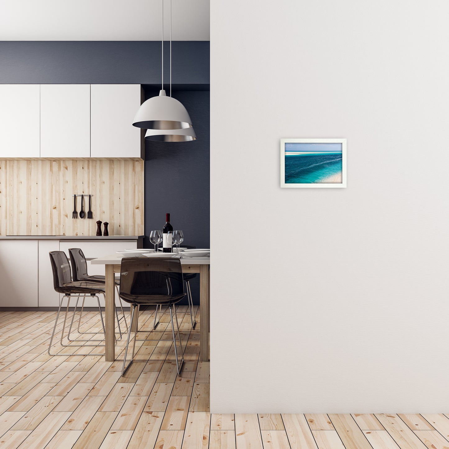 Ouvea Waters Art Print by Karsten Wrobel A4 Oak Frame