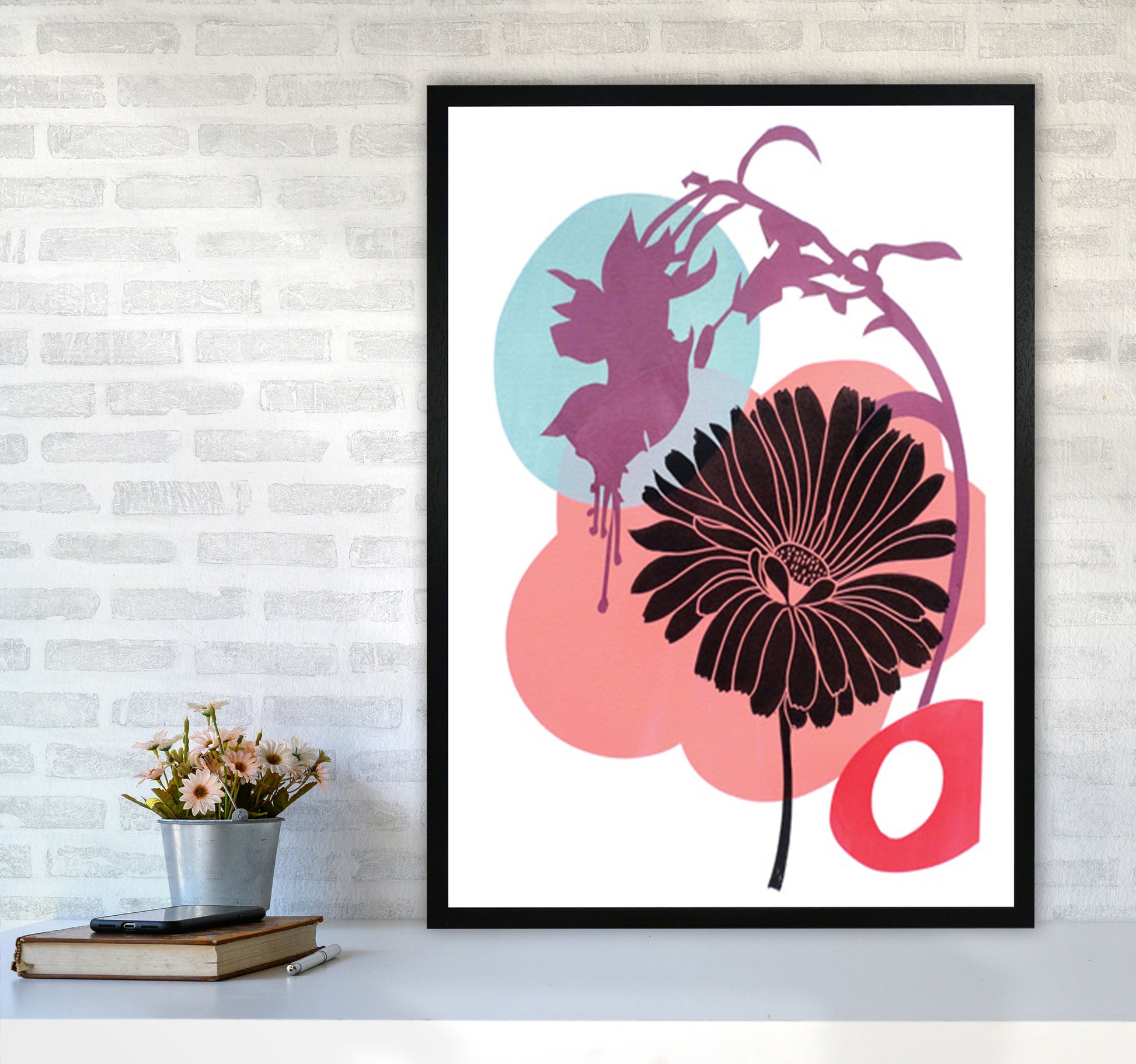 Fuschia Art Print by Kate Heiss A1 White Frame
