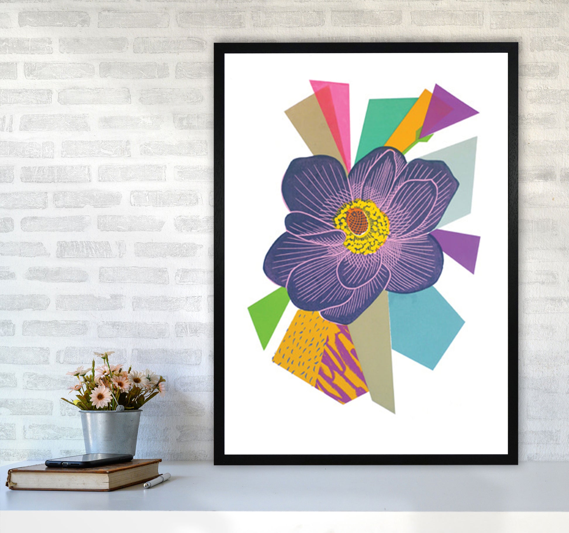 Anemone1 Series 1 Art Print by Kate Heiss A1 White Frame
