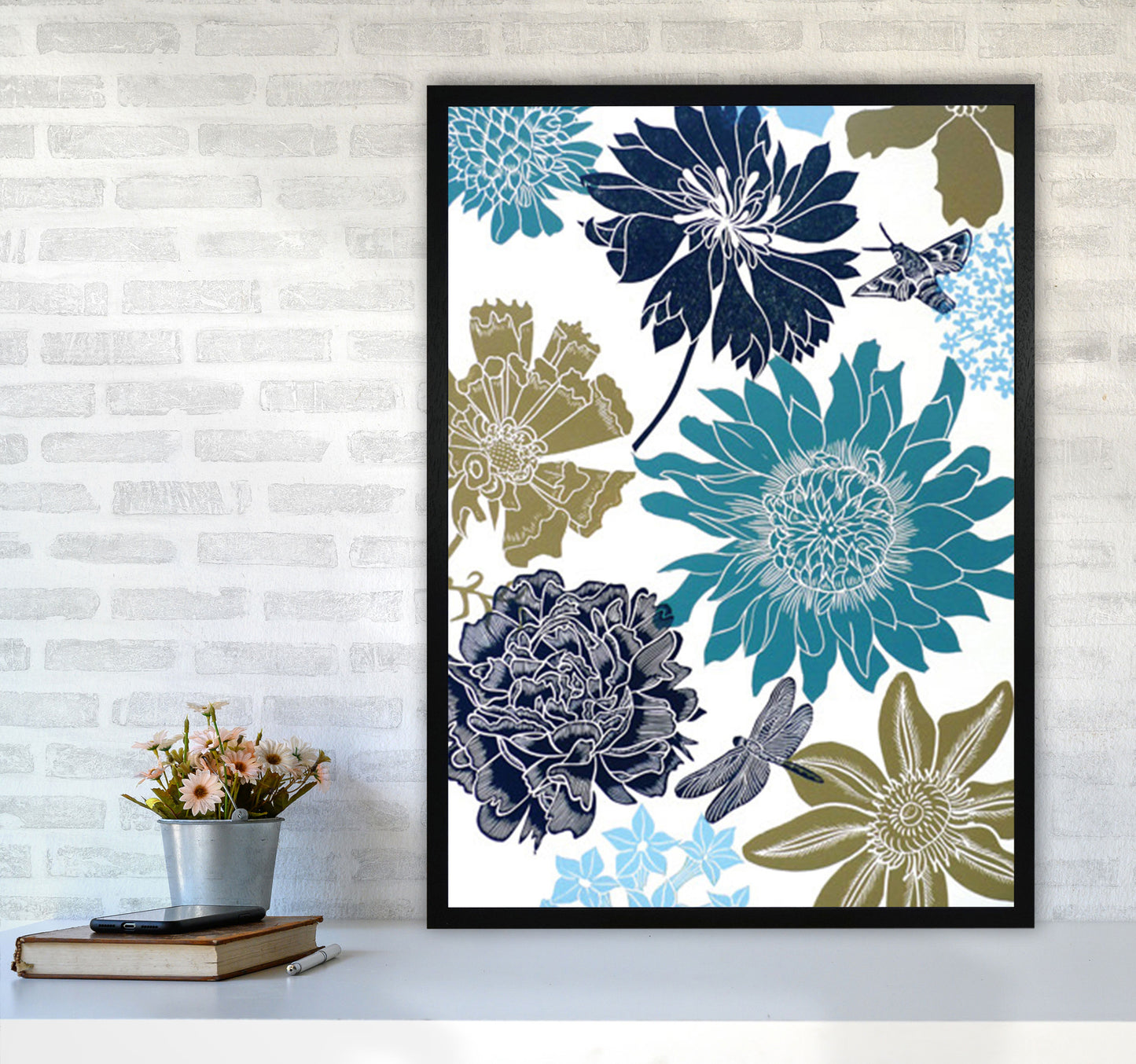 CottageGarden 9 postcard Art Print by Kate Heiss A1 White Frame