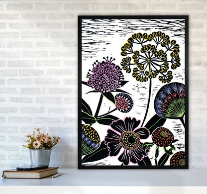 Autumn Seeds Art Print by Kate Heiss A1 White Frame