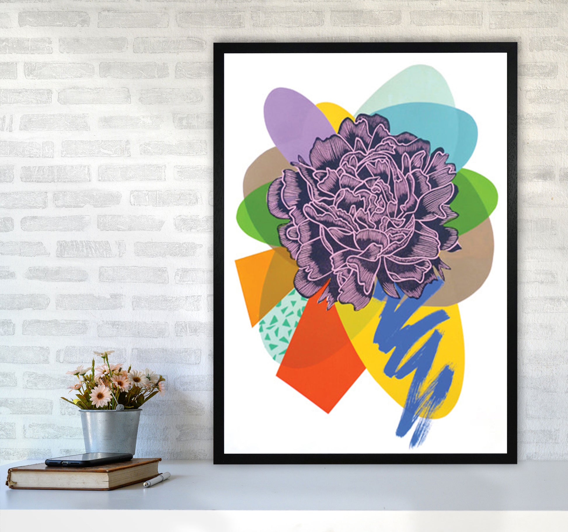 Peony 4 Series 1 Art Print by Kate Heiss A1 White Frame