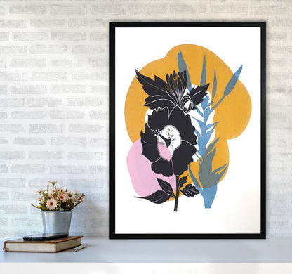 Hibiscus Art Print by Kate Heiss A1 White Frame