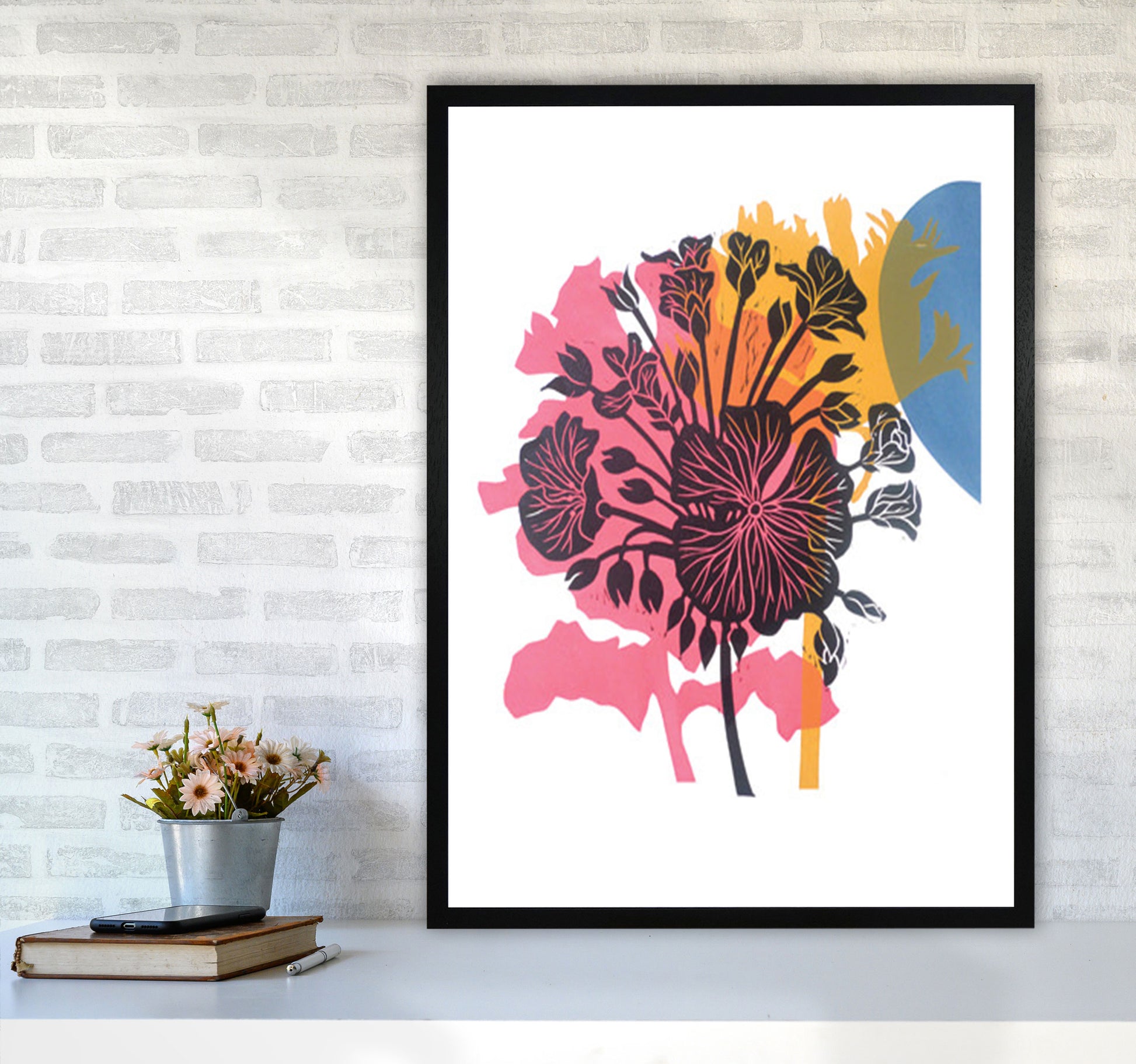 Geranium Art Print by Kate Heiss A1 White Frame