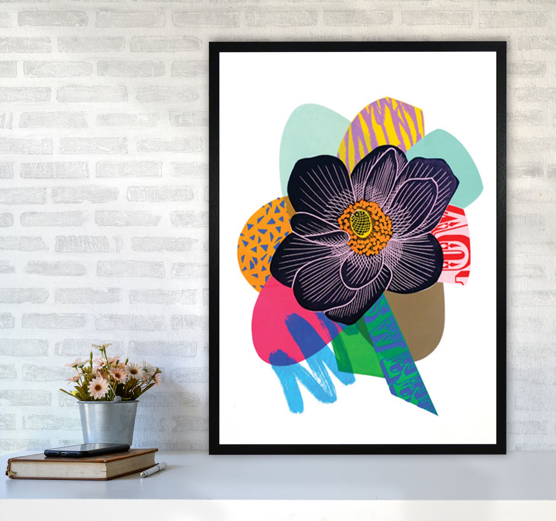 Anemone 2 Series 2 Art Print by Kate Heiss A1 White Frame