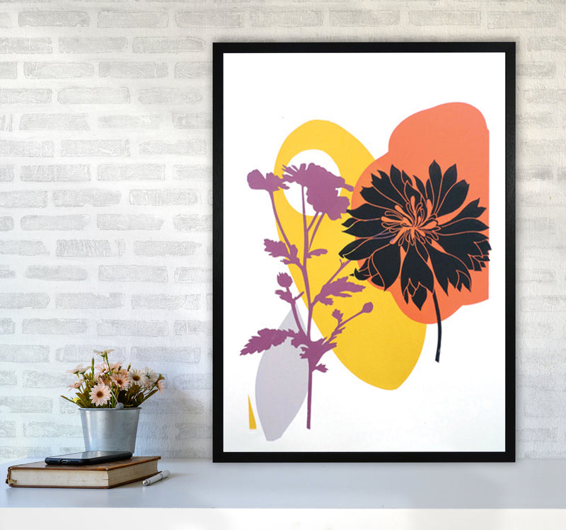 Scabiosa & Daisy Art Print by Kate Heiss A1 White Frame