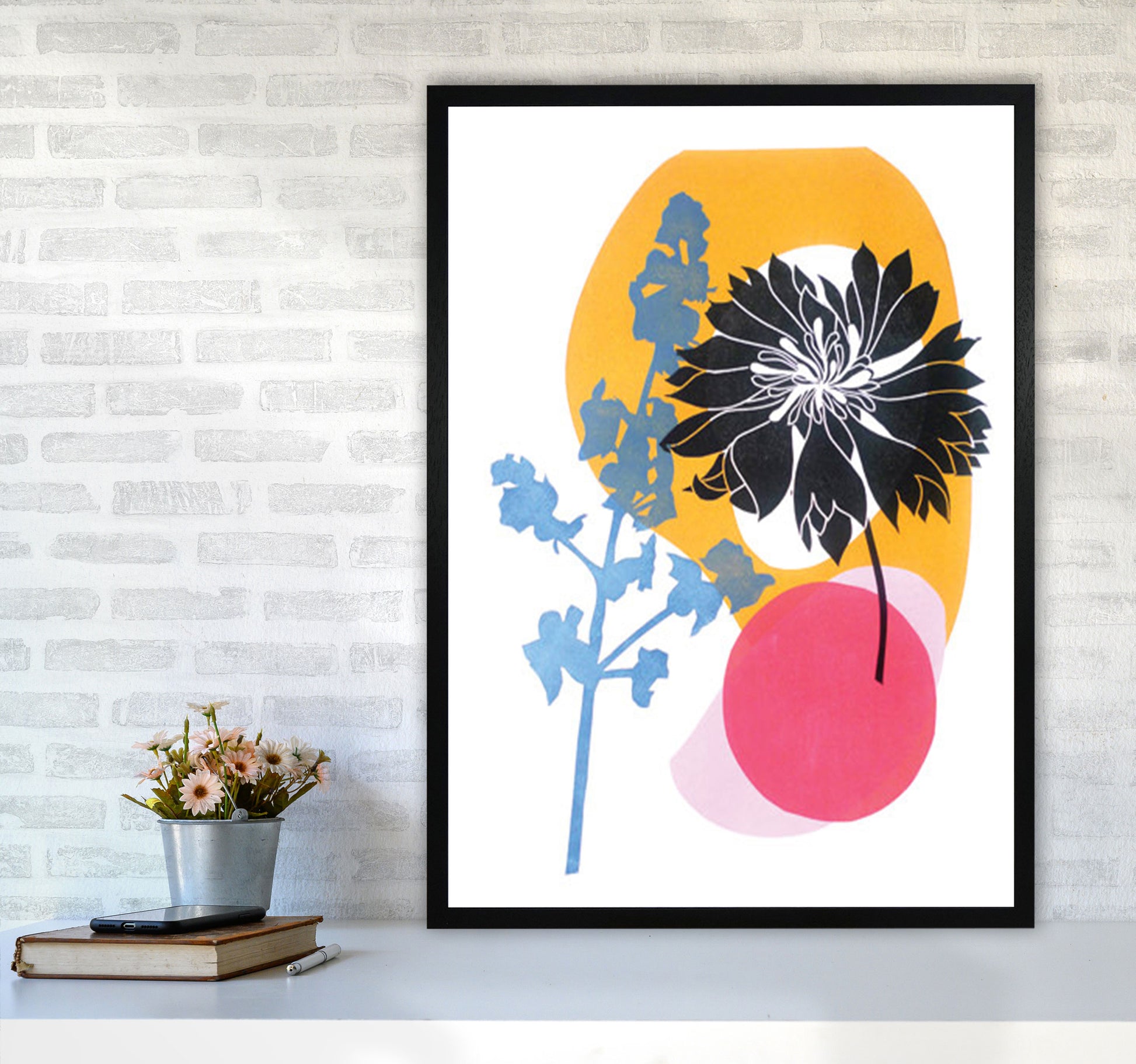 Cornflower Art Print by Kate Heiss A1 White Frame
