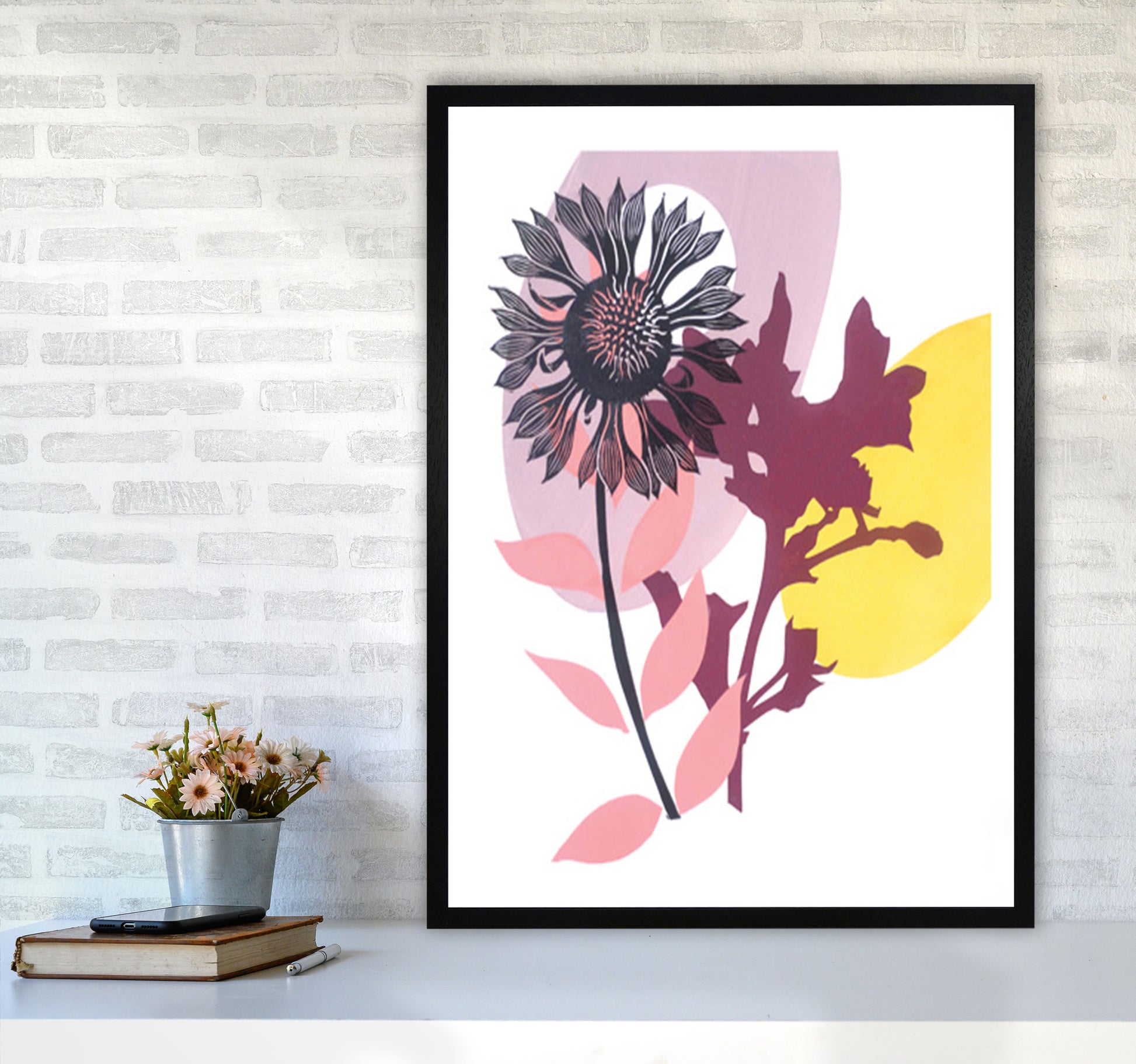 Gaillardia postcard Art Print by Kate Heiss A1 White Frame