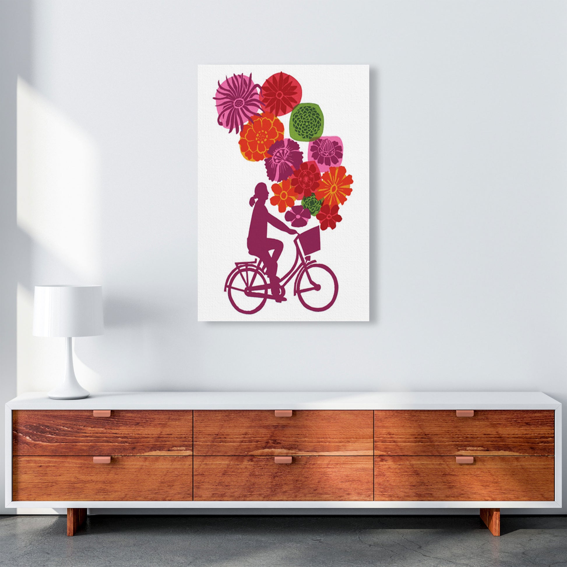 Bike Blooms Art Print by Kate Heiss A1 Canvas