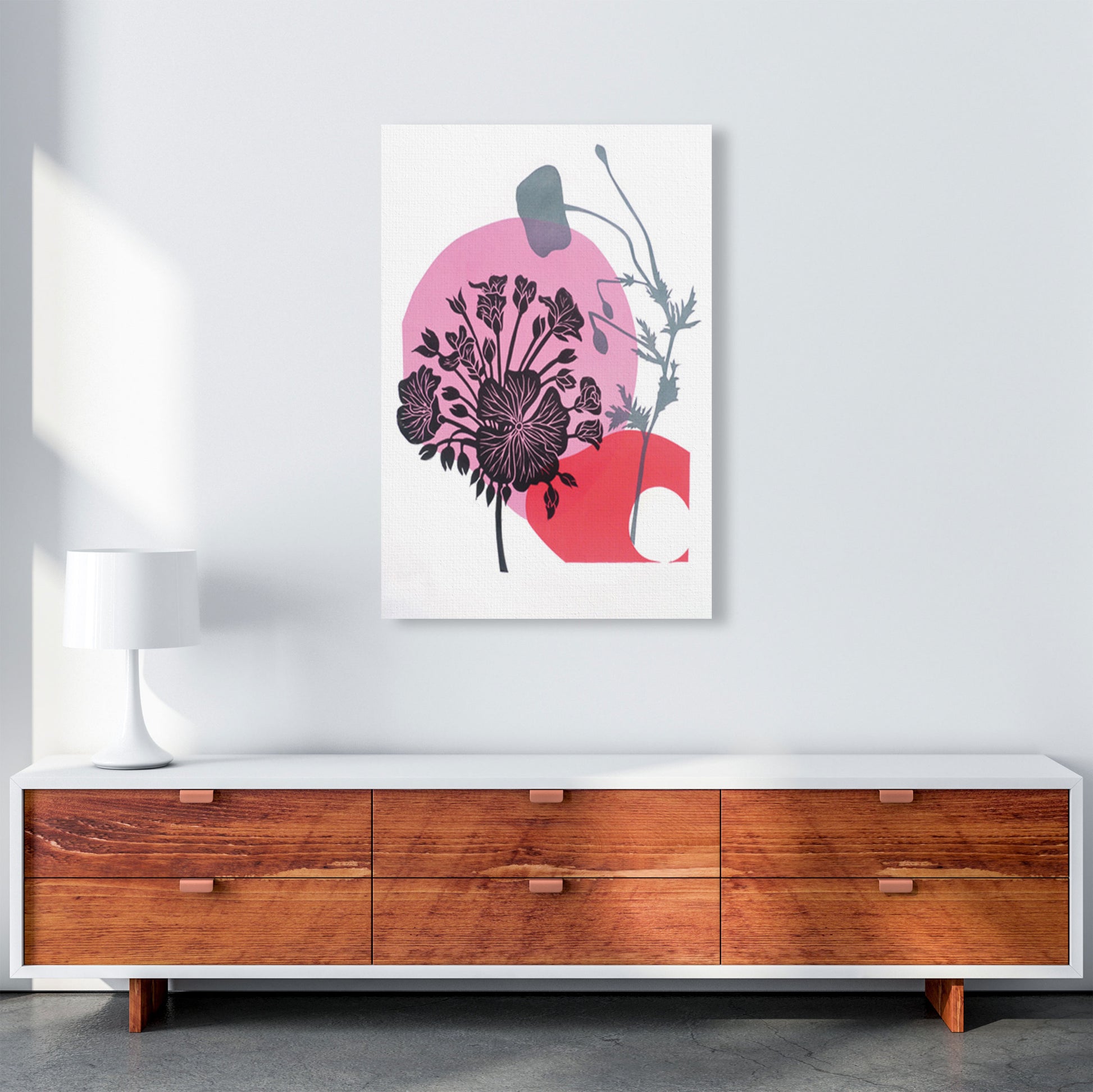Geranium & Poppy Art Print by Kate Heiss A1 Canvas