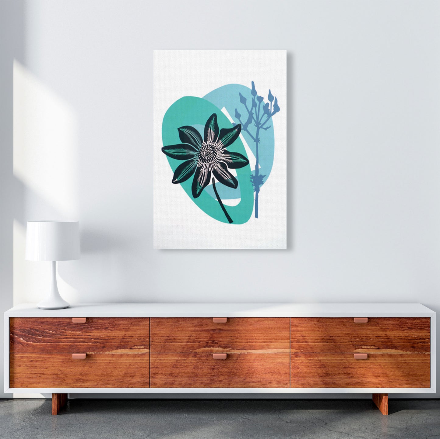 Clematis & Ragwort postcard Art Print by Kate Heiss A1 Canvas