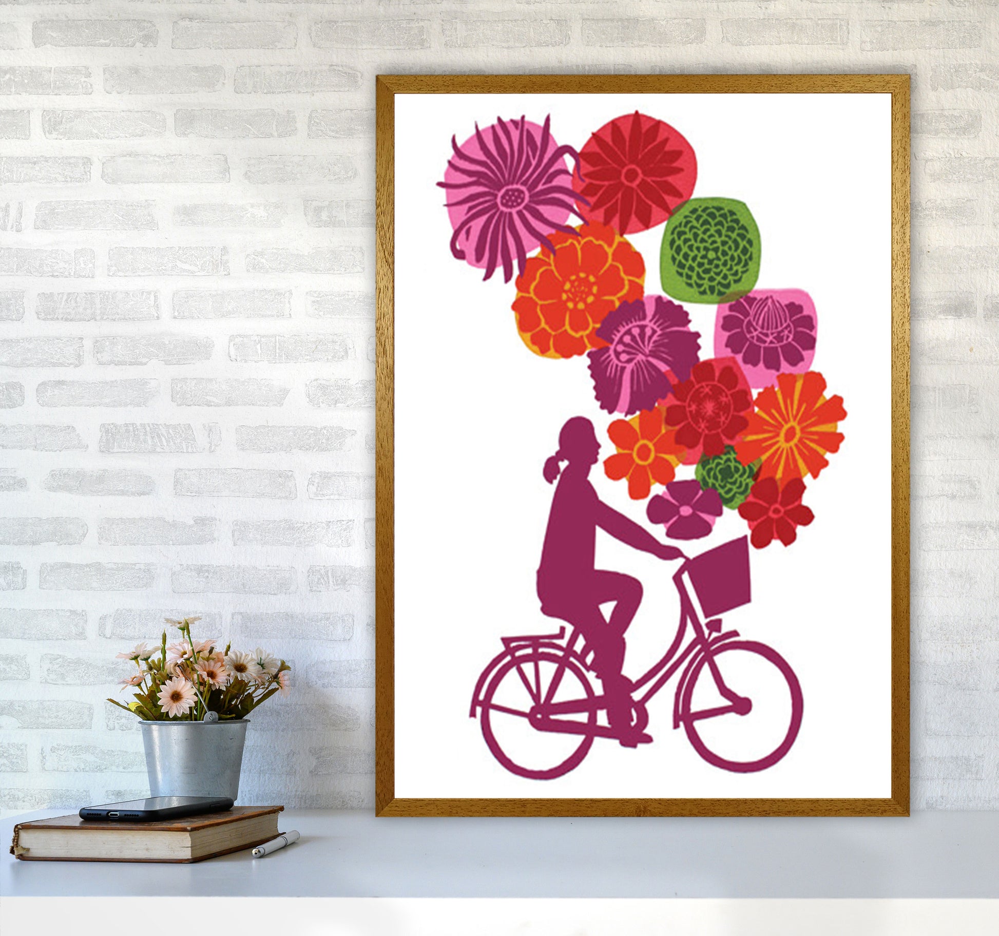 Bike Blooms Art Print by Kate Heiss A1 Print Only