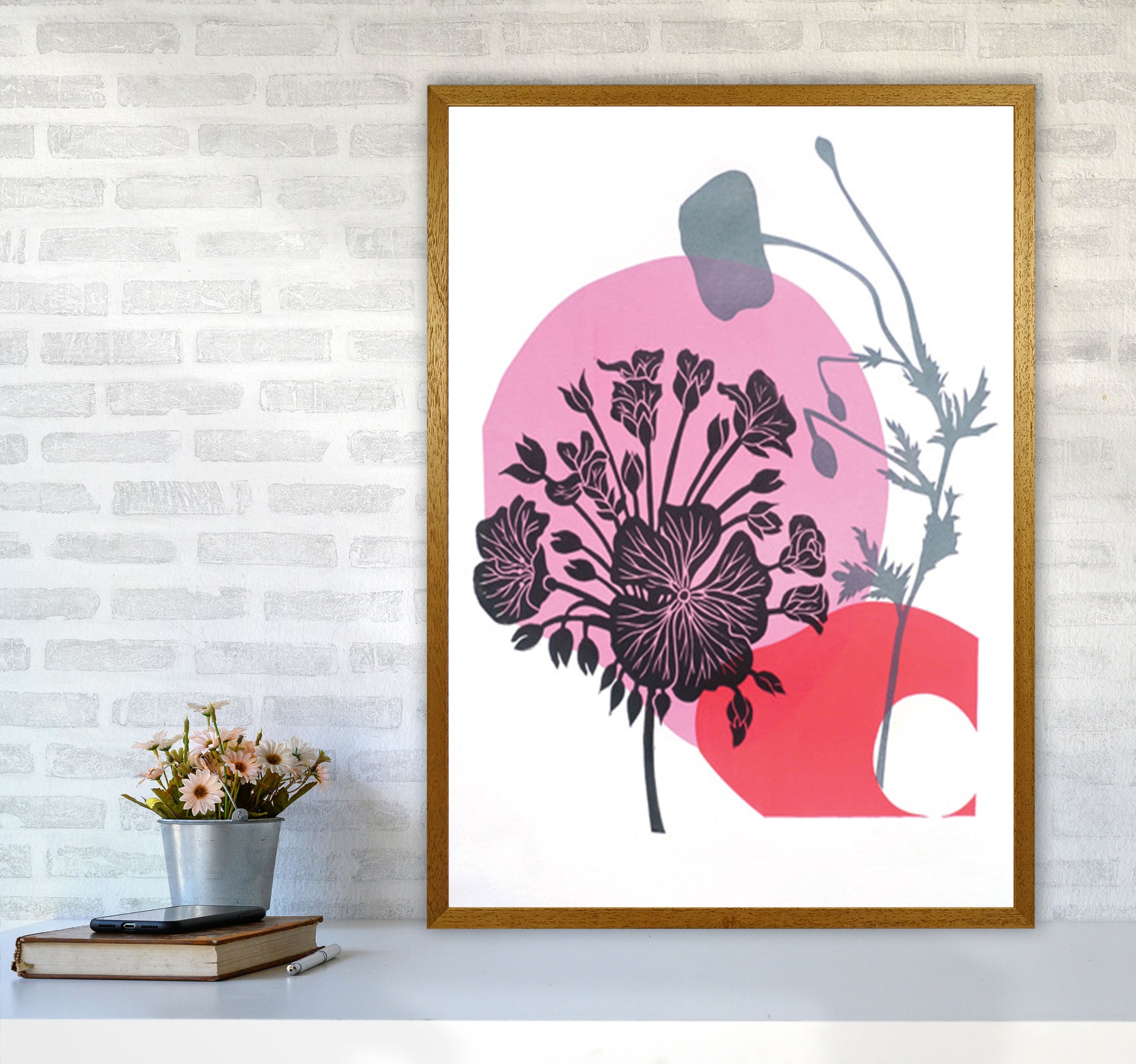 Geranium & Poppy Art Print by Kate Heiss A1 Print Only