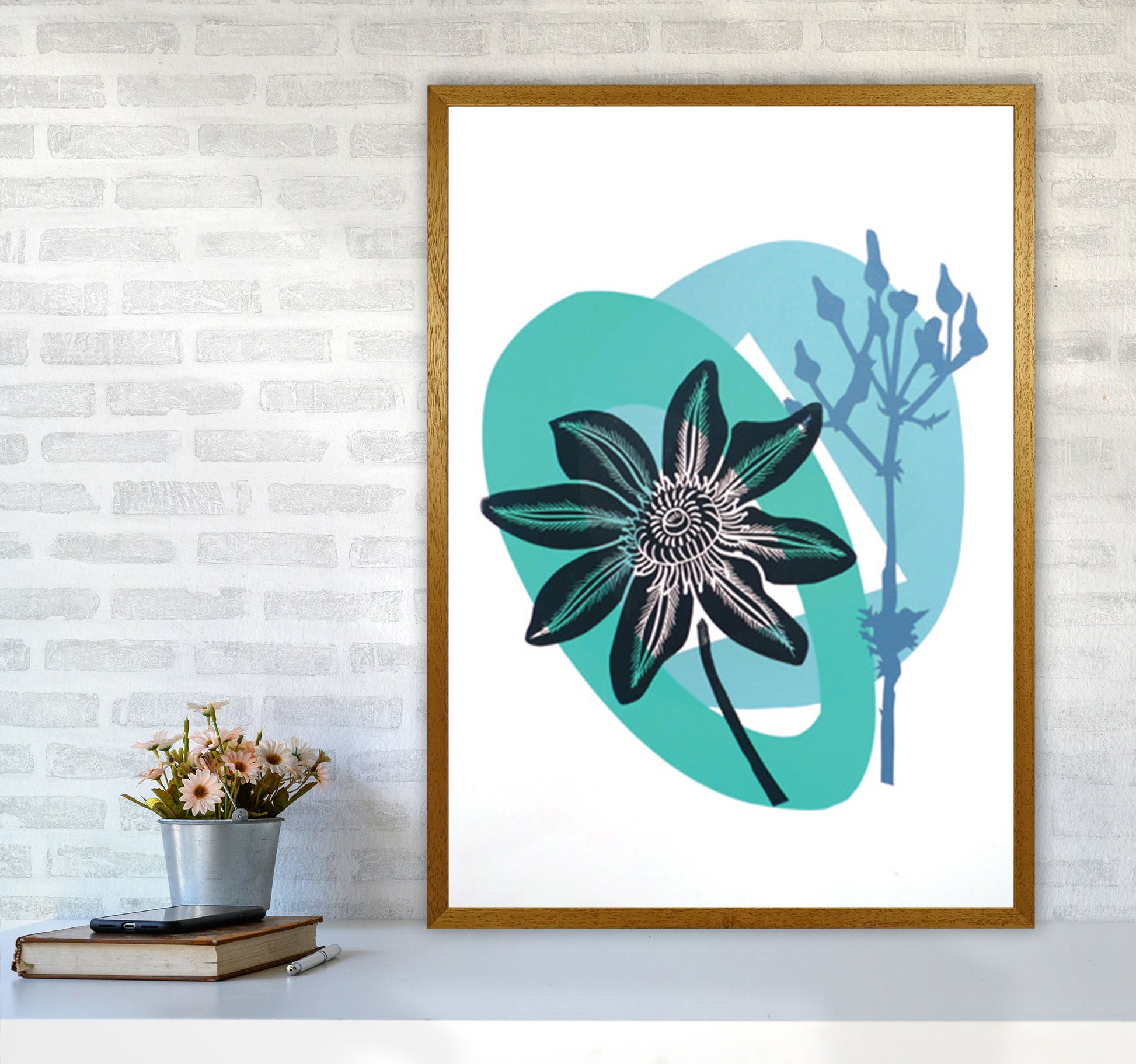 Clematis & Ragwort postcard Art Print by Kate Heiss A1 Print Only