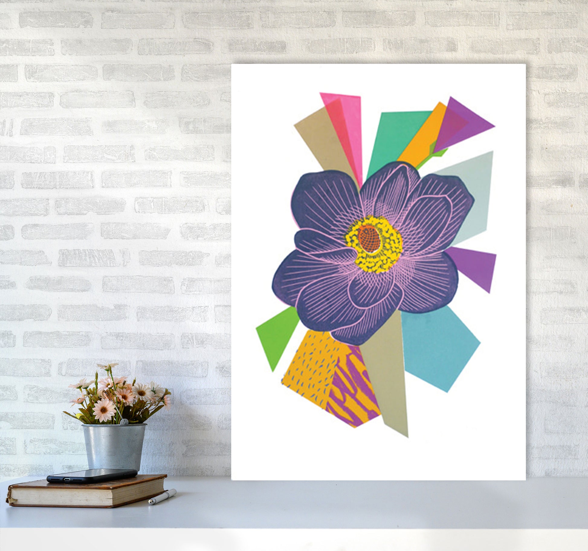 Anemone1 Series 1 Art Print by Kate Heiss A1 Black Frame