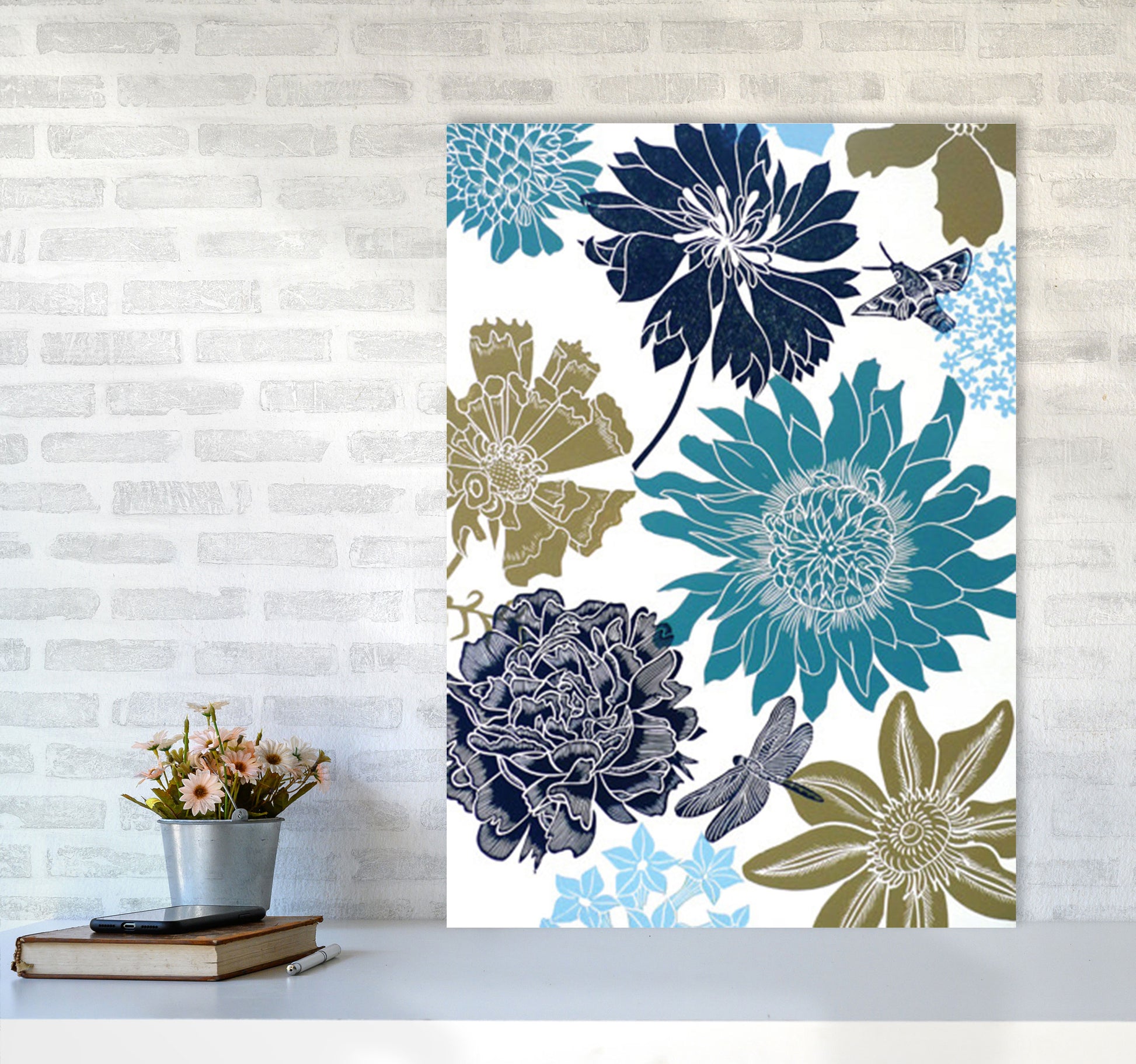 CottageGarden 9 postcard Art Print by Kate Heiss A1 Black Frame