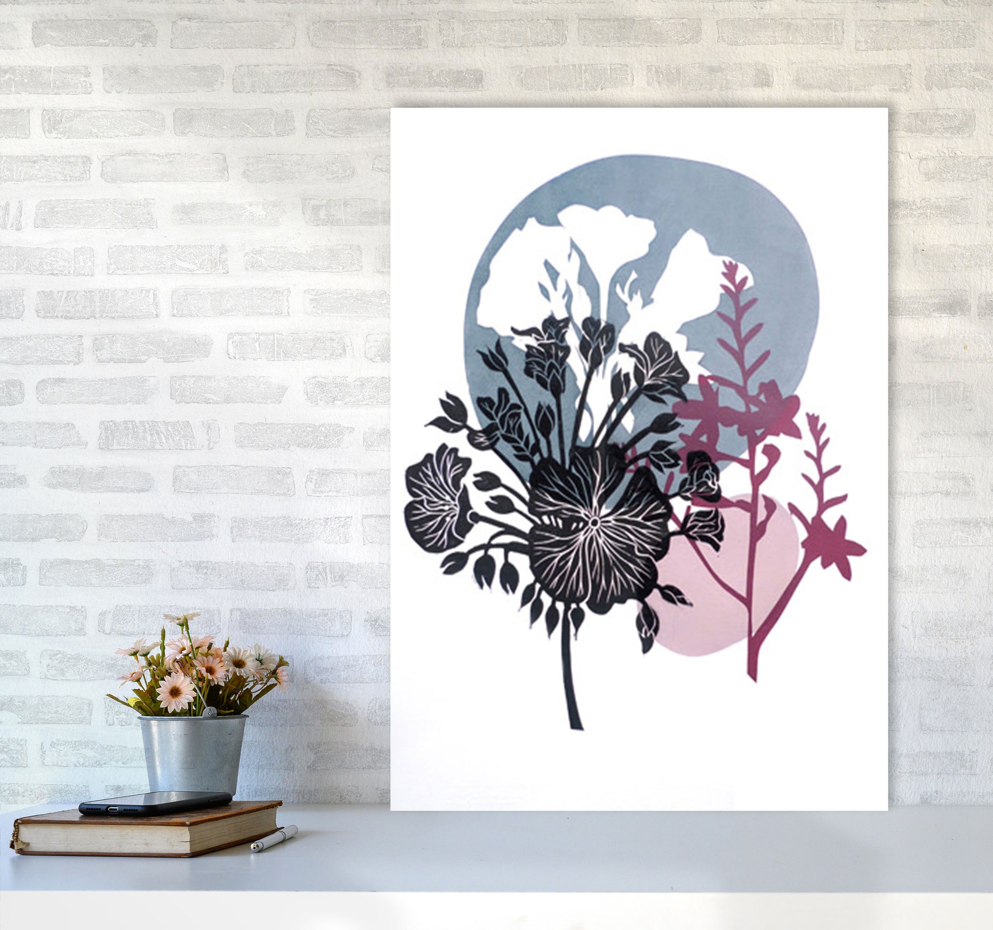Montbretia postcard Art Print by Kate Heiss A1 Black Frame