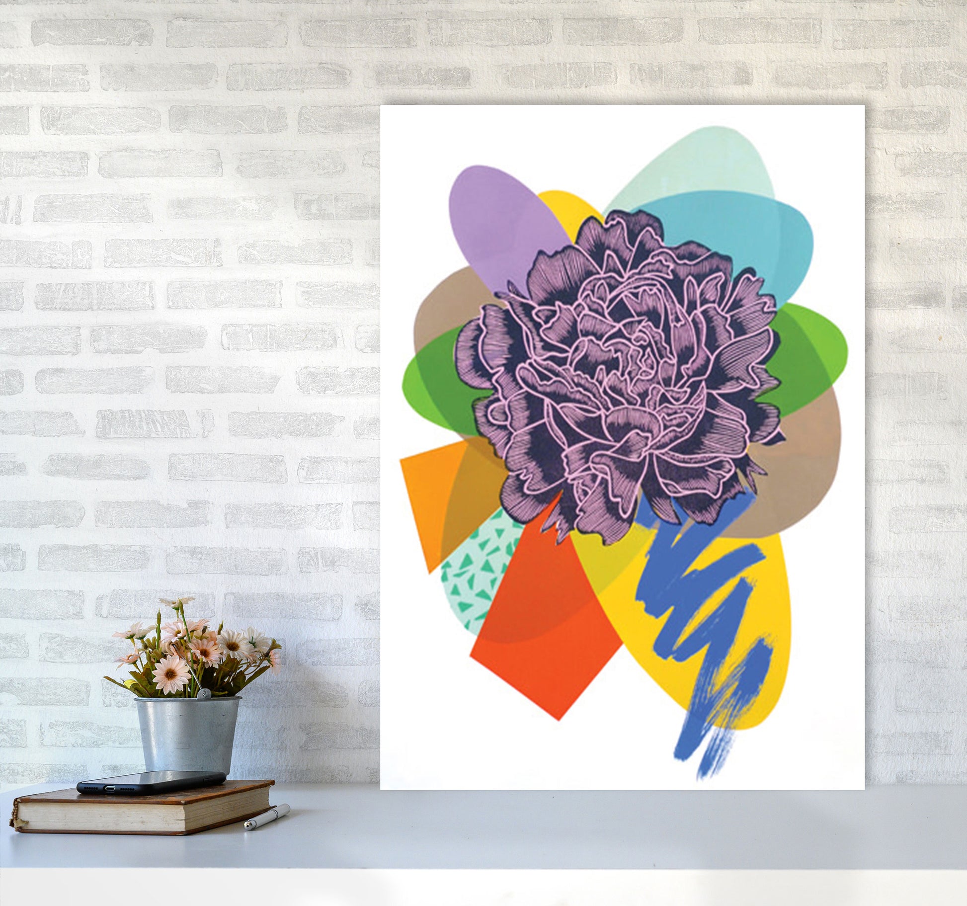 Peony 4 Series 1 Art Print by Kate Heiss A1 Black Frame