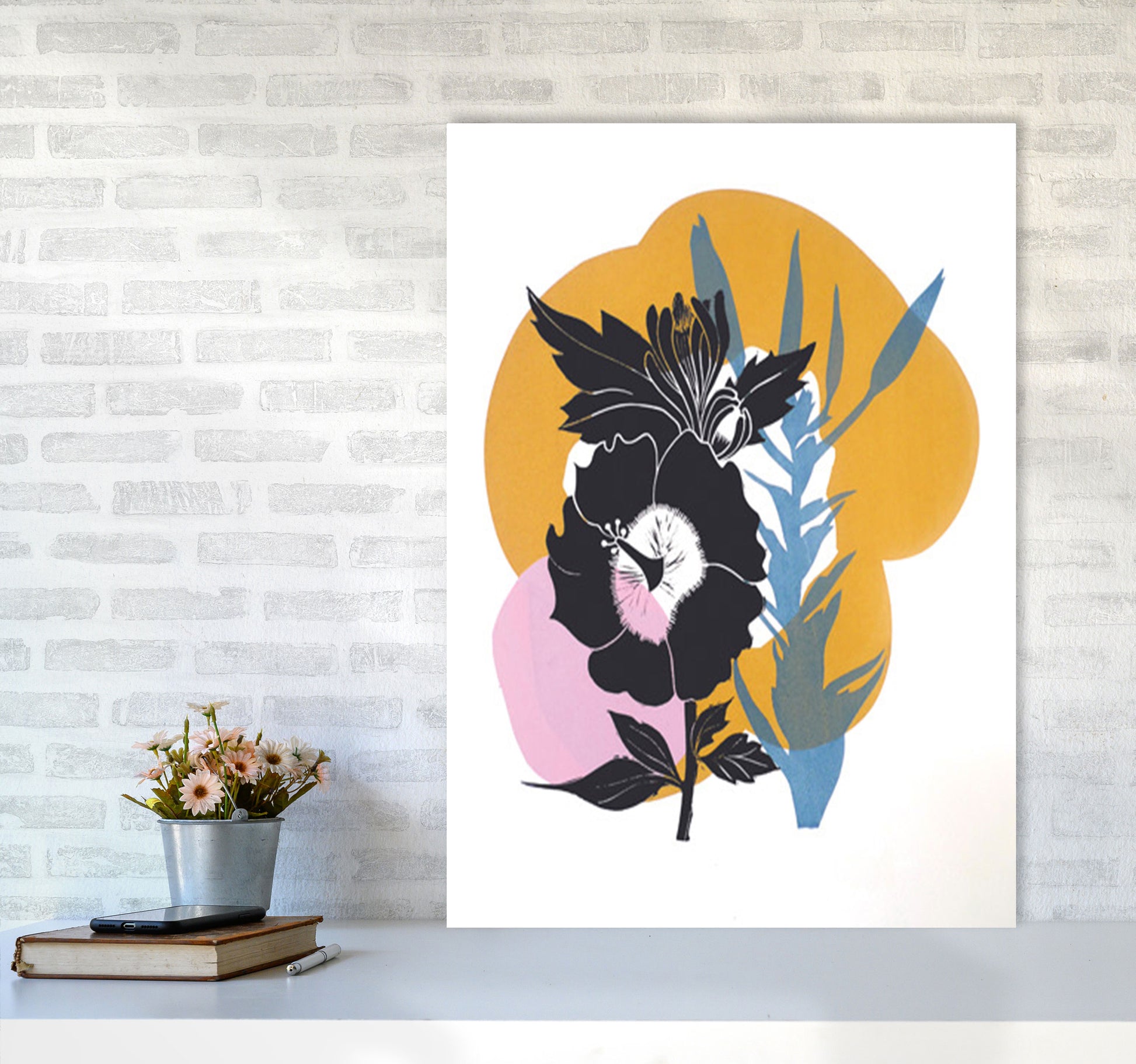 Hibiscus Art Print by Kate Heiss A1 Black Frame