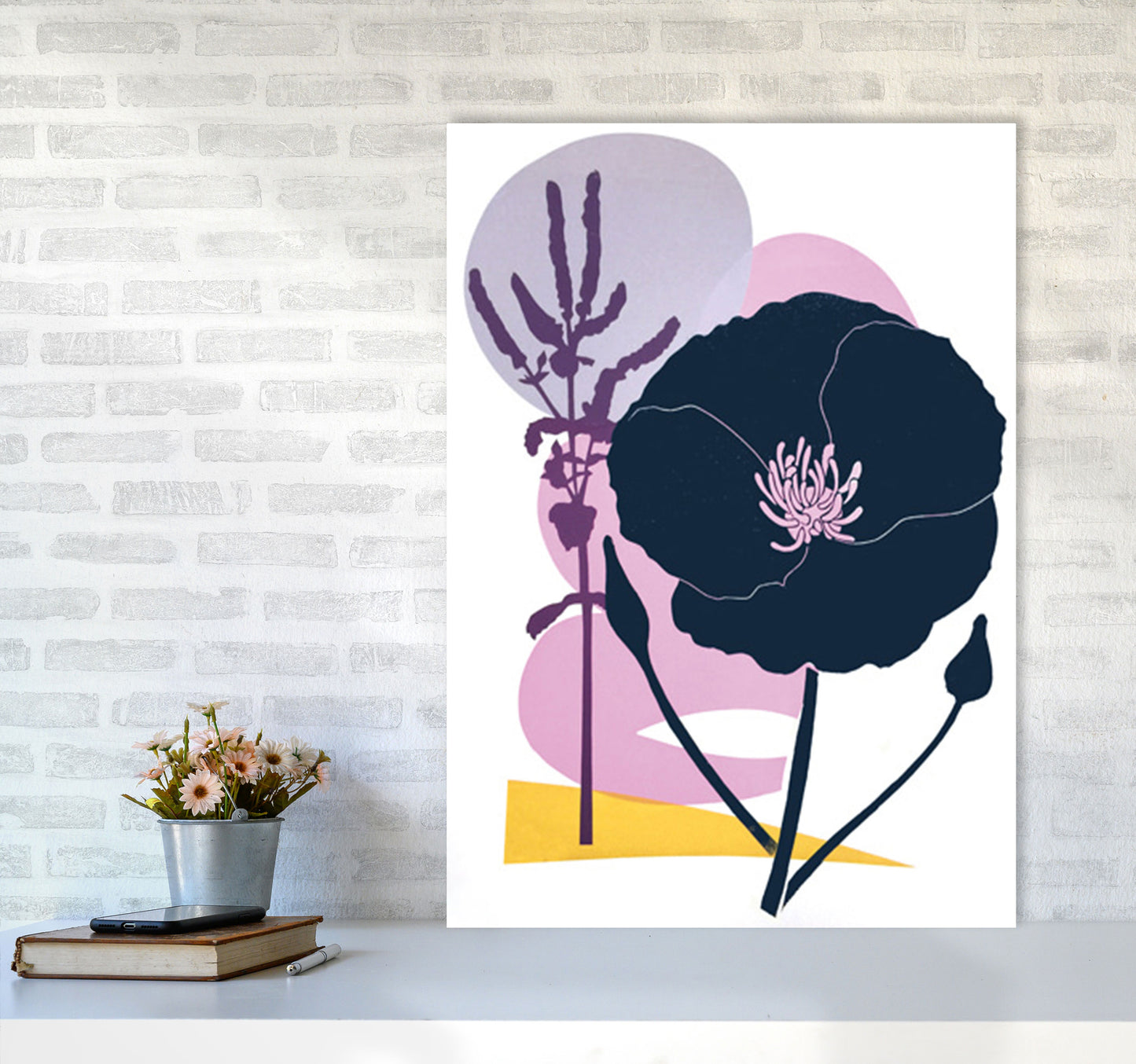 California Poppy postcard Art Print by Kate Heiss A1 Black Frame