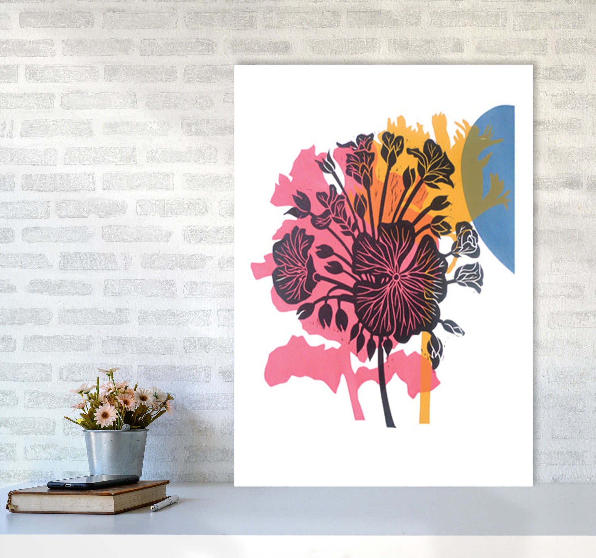 Geranium Art Print by Kate Heiss A1 Black Frame