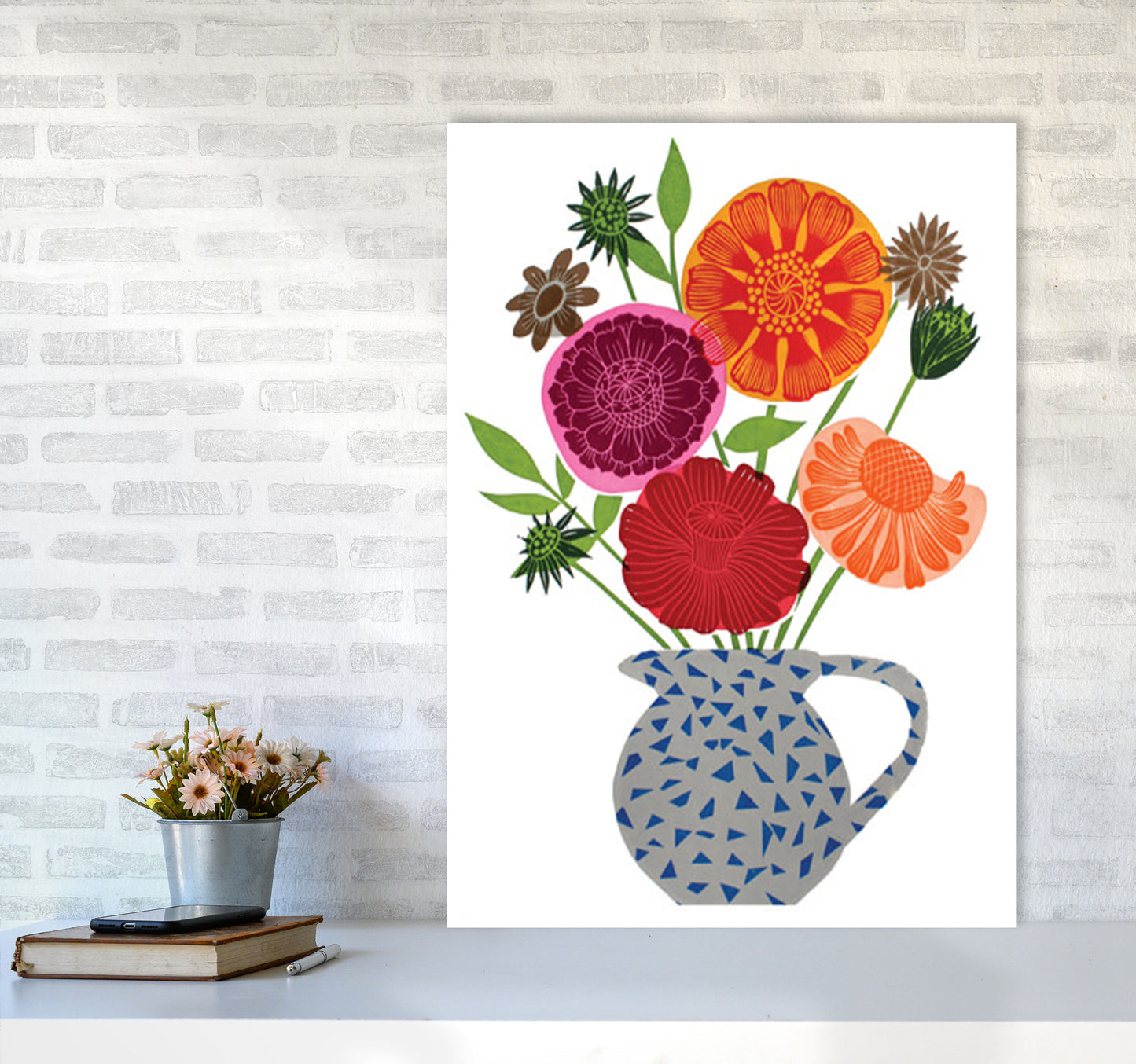 Big Happy Vase Art Print by Kate Heiss A1 Black Frame