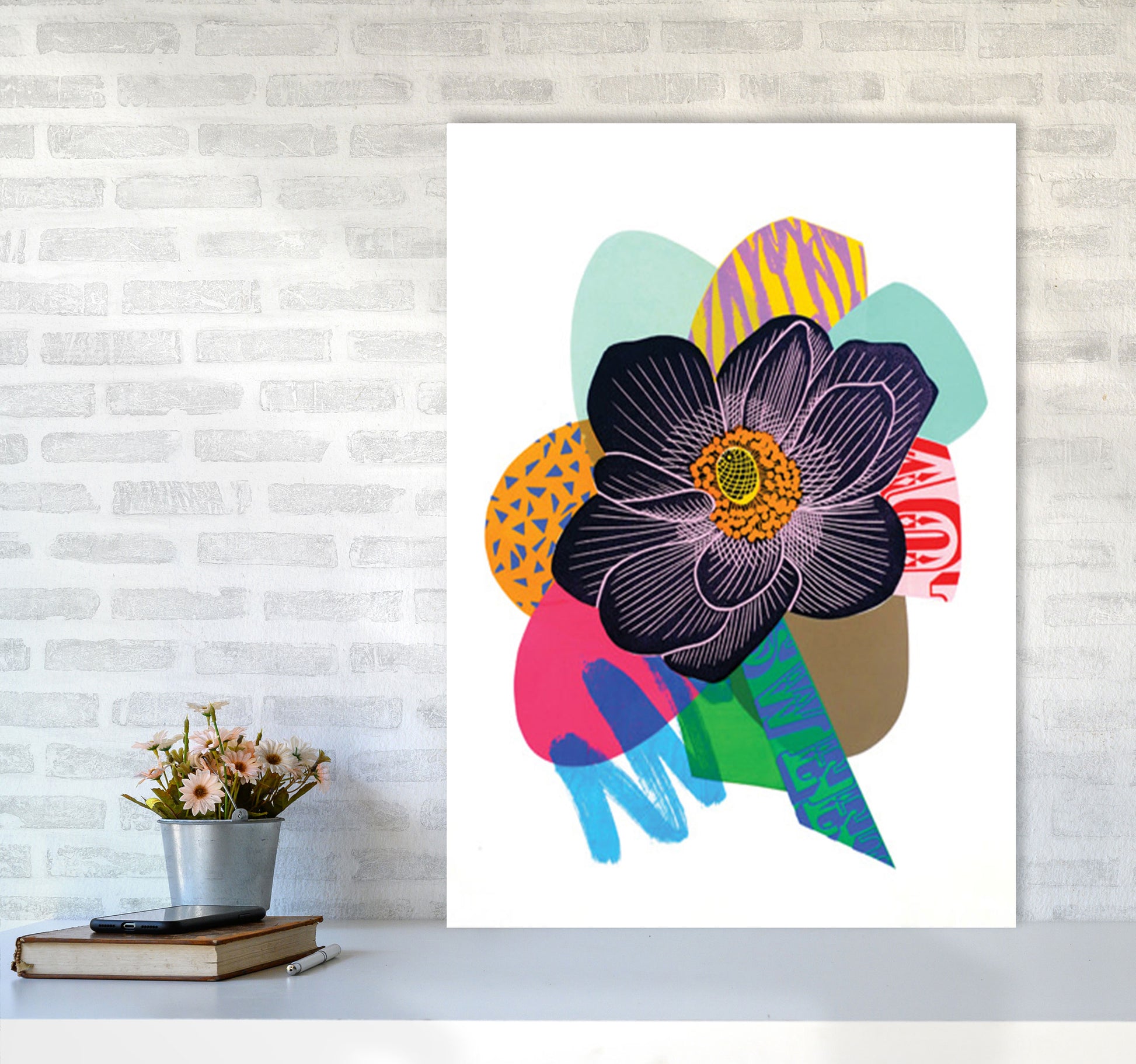 Anemone 2 Series 2 Art Print by Kate Heiss A1 Black Frame