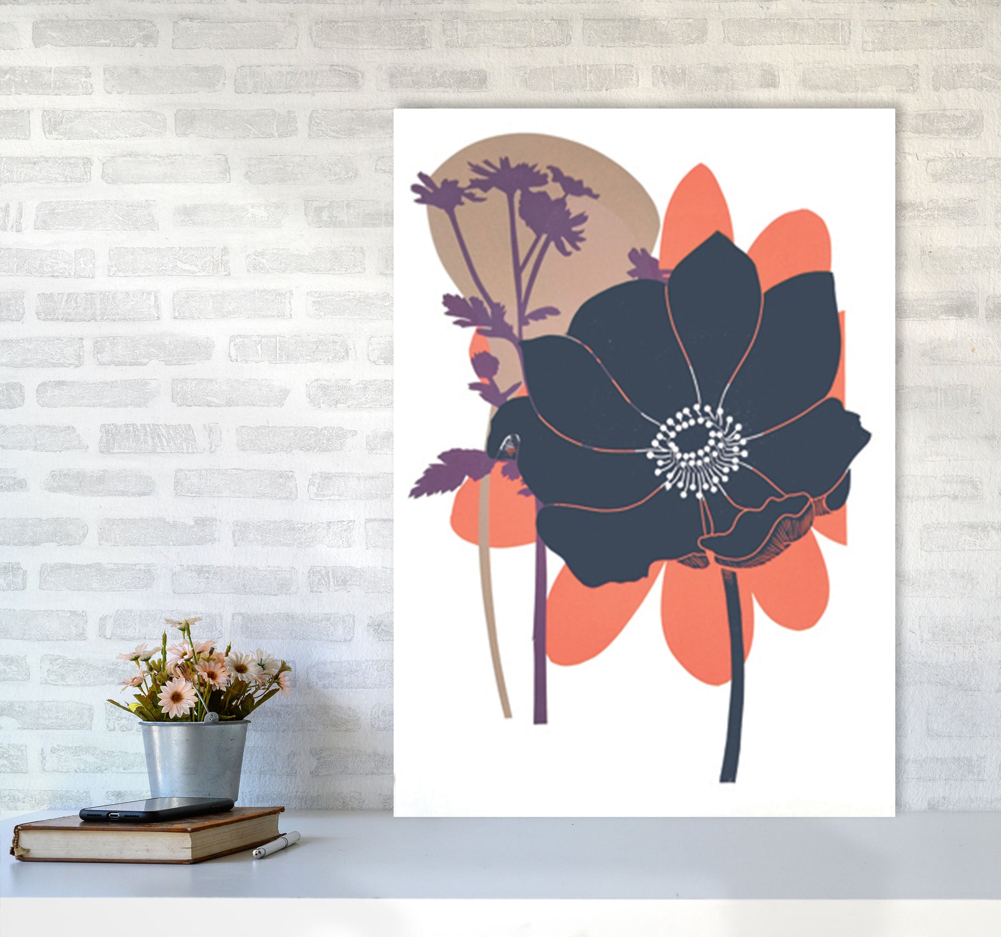 Anemone Coronaria Art Print by Kate Heiss A1 Black Frame