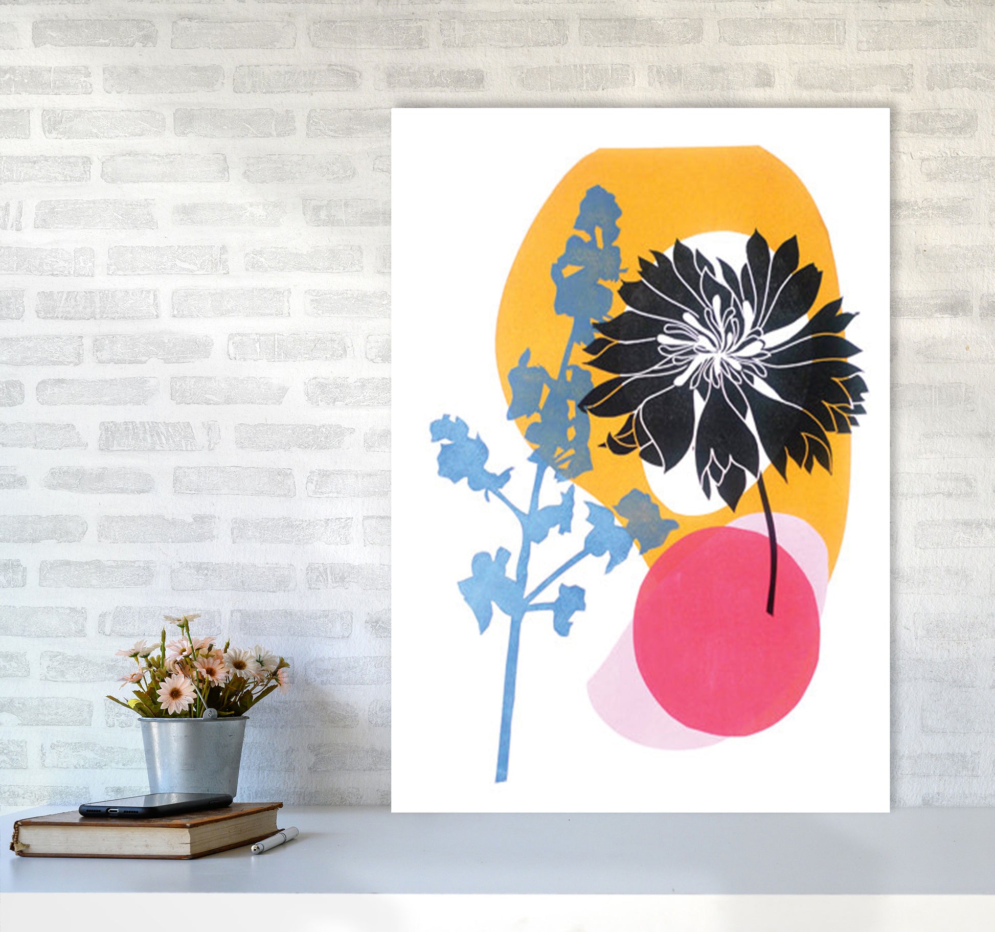 Cornflower Art Print by Kate Heiss A1 Black Frame