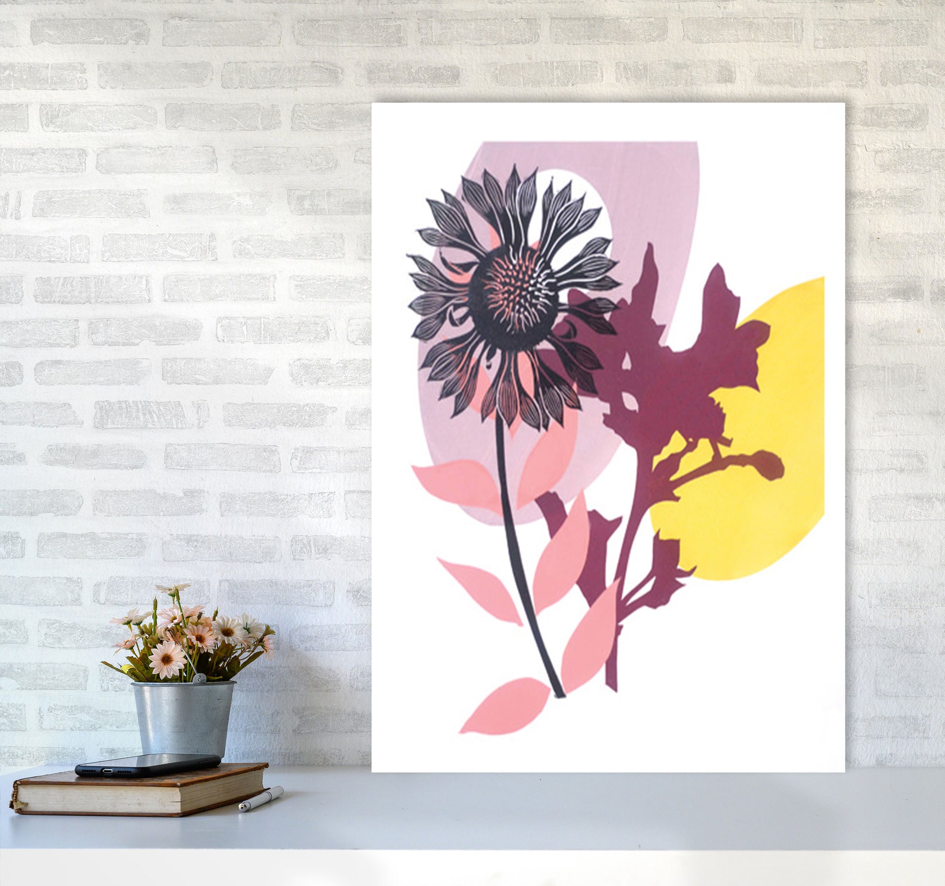 Gaillardia postcard Art Print by Kate Heiss A1 Black Frame
