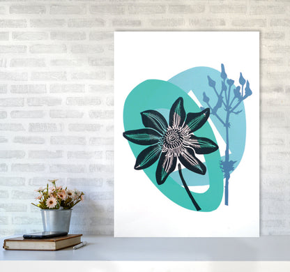 Clematis & Ragwort postcard Art Print by Kate Heiss A1 Black Frame