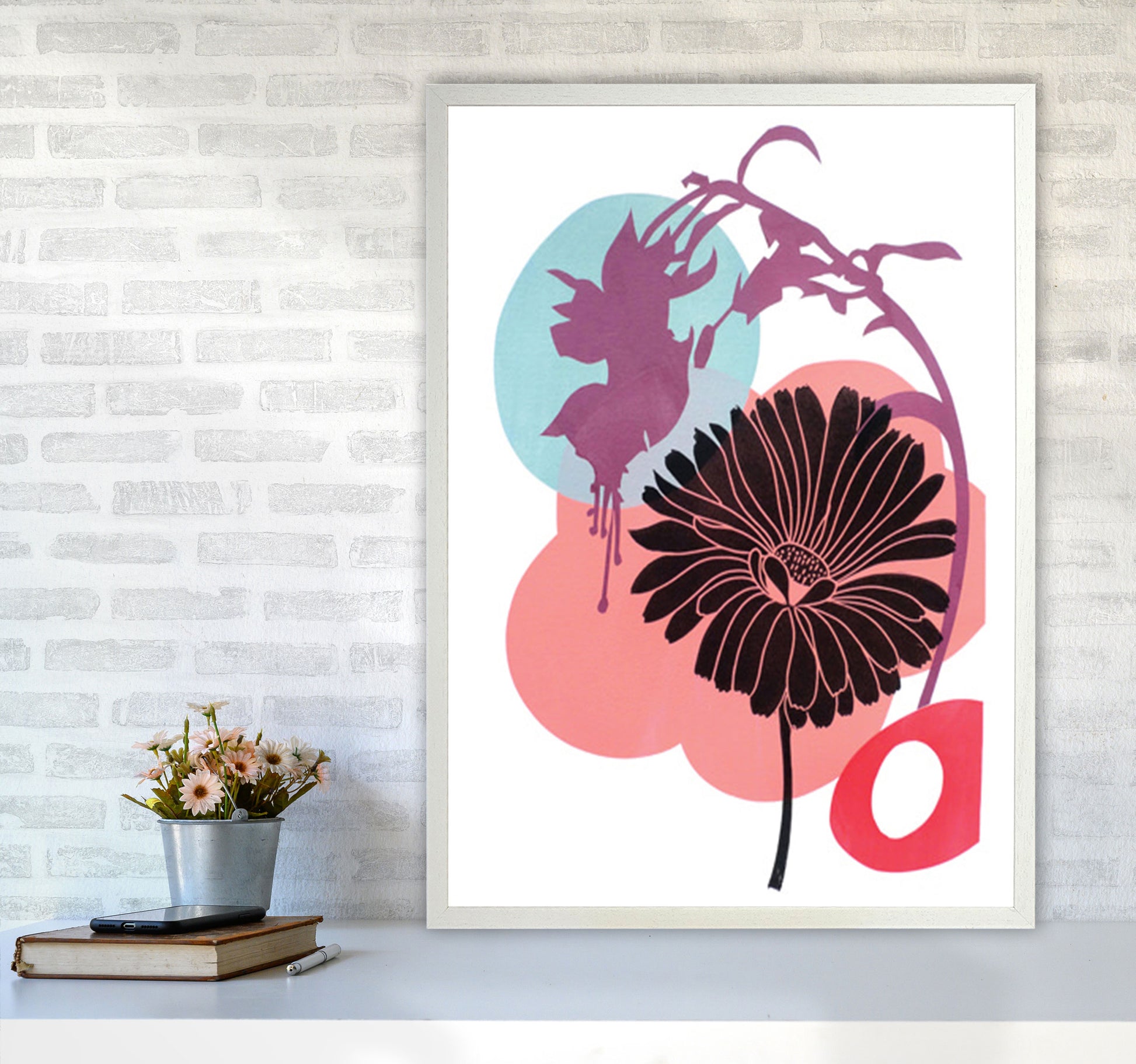 Fuschia Art Print by Kate Heiss A1 Oak Frame