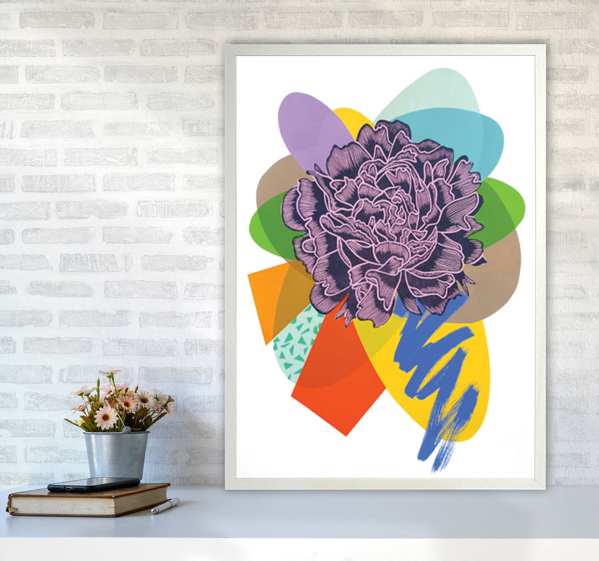 Peony 4 Series 1 Art Print by Kate Heiss A1 Oak Frame