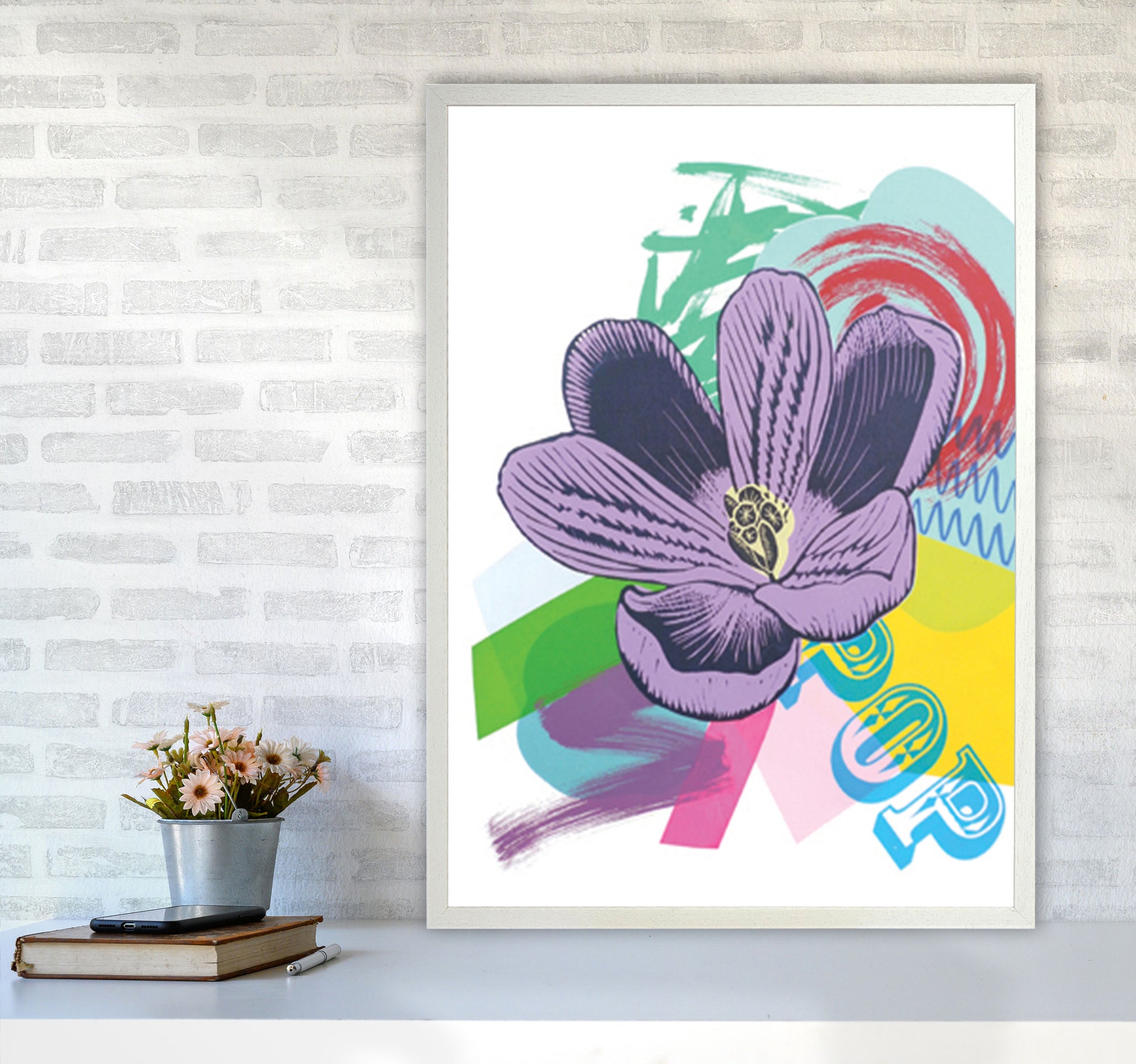 Crocus 1 Series 1 Art Print by Kate Heiss A1 Oak Frame