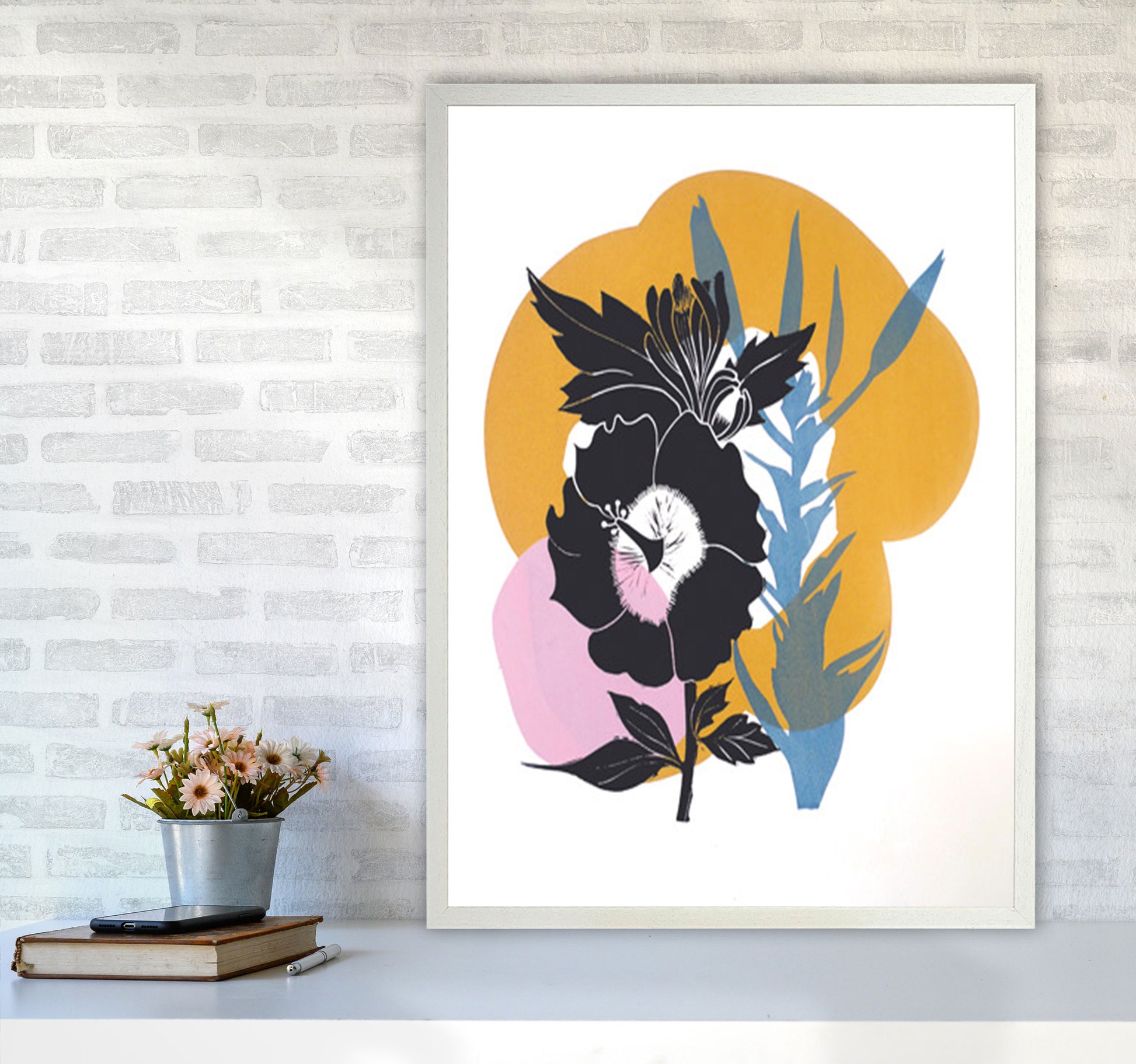 Hibiscus Art Print by Kate Heiss A1 Oak Frame