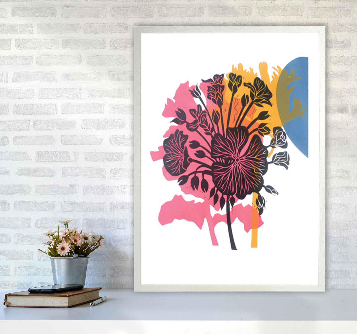 Geranium Art Print by Kate Heiss A1 Oak Frame