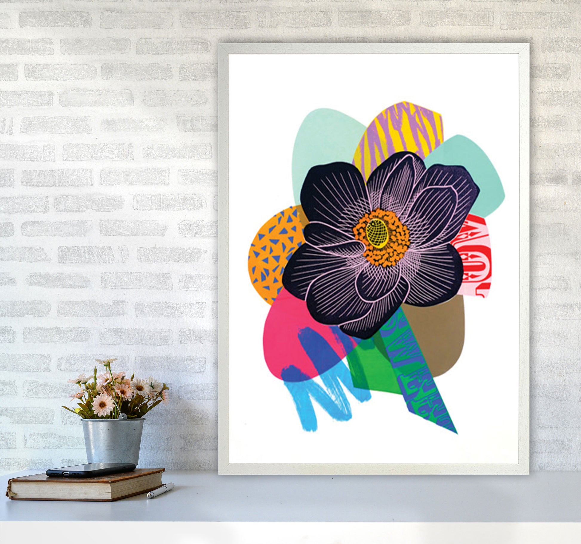 Anemone 2 Series 2 Art Print by Kate Heiss A1 Oak Frame