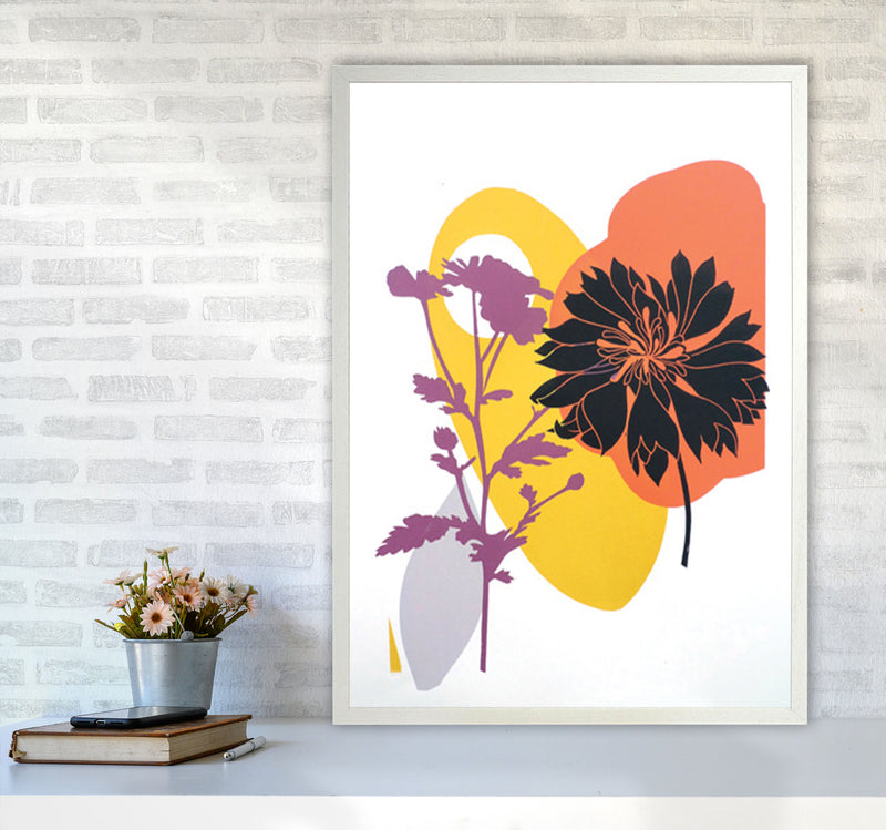 Scabiosa & Daisy Art Print by Kate Heiss A1 Oak Frame