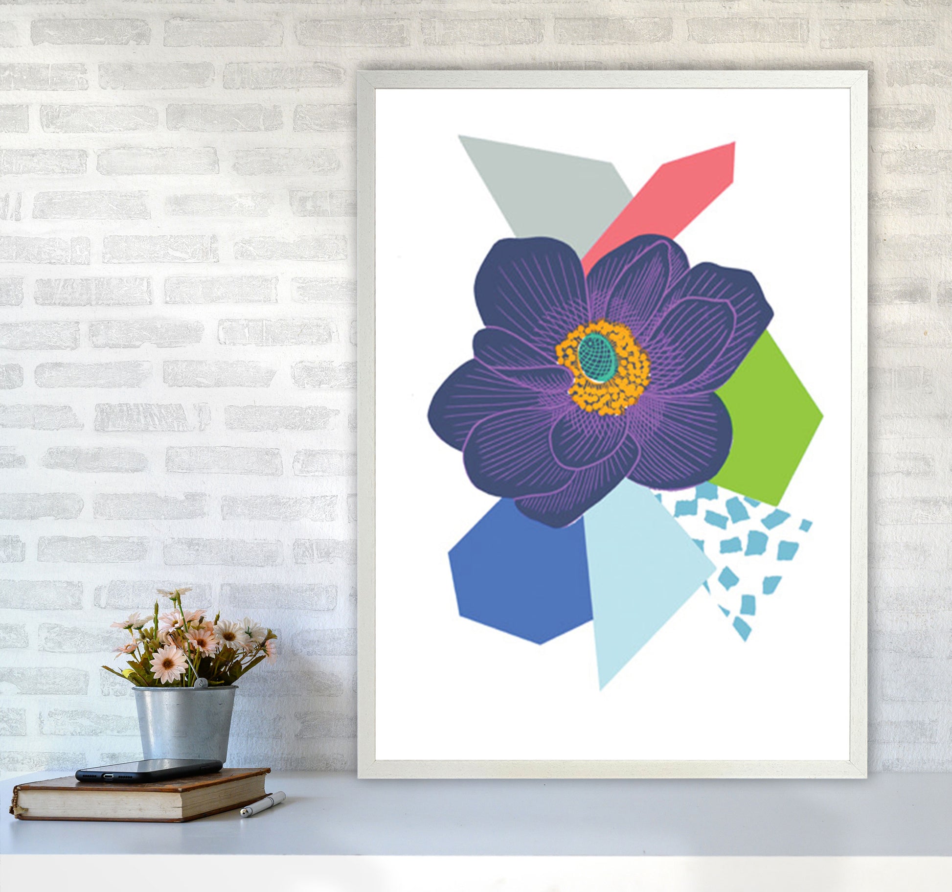Anemone 5 Series 1 Art Print by Kate Heiss A1 Oak Frame
