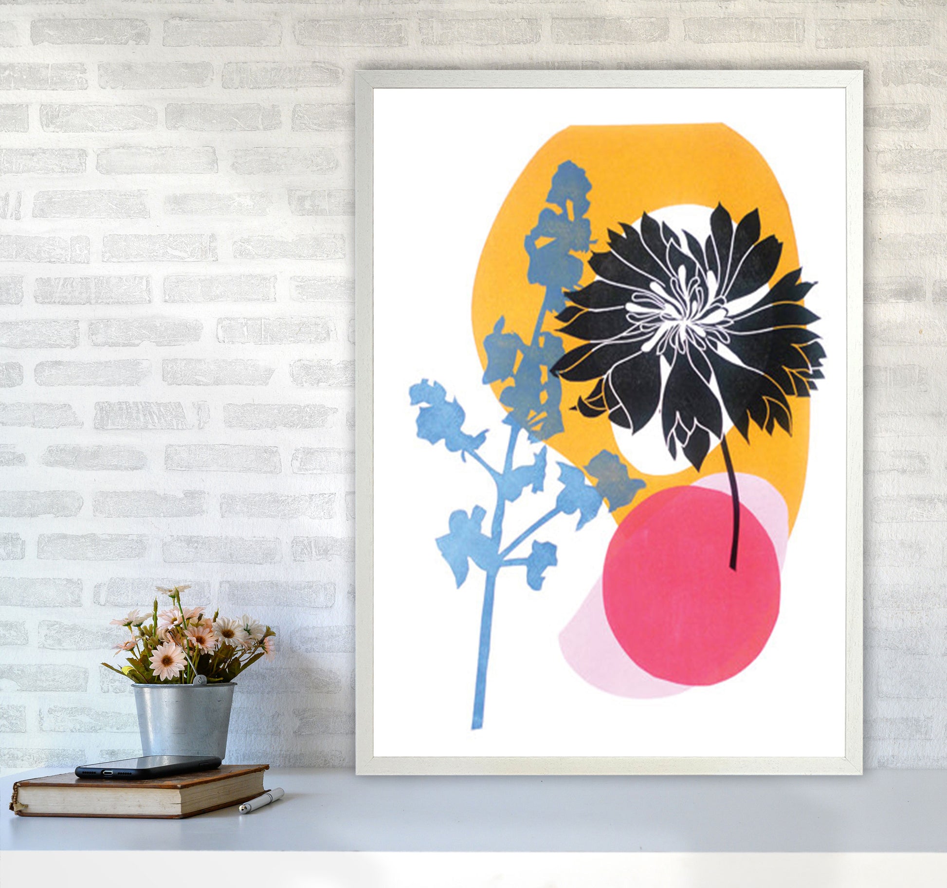 Cornflower Art Print by Kate Heiss A1 Oak Frame