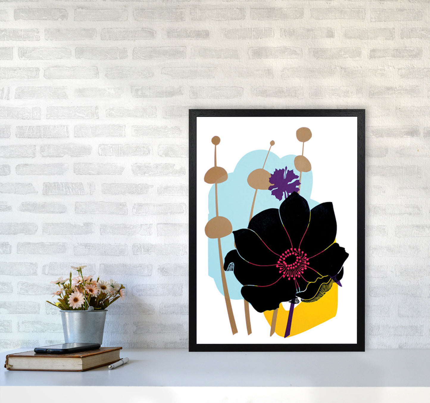 Anemone postcard Art Print by Kate Heiss A2 White Frame
